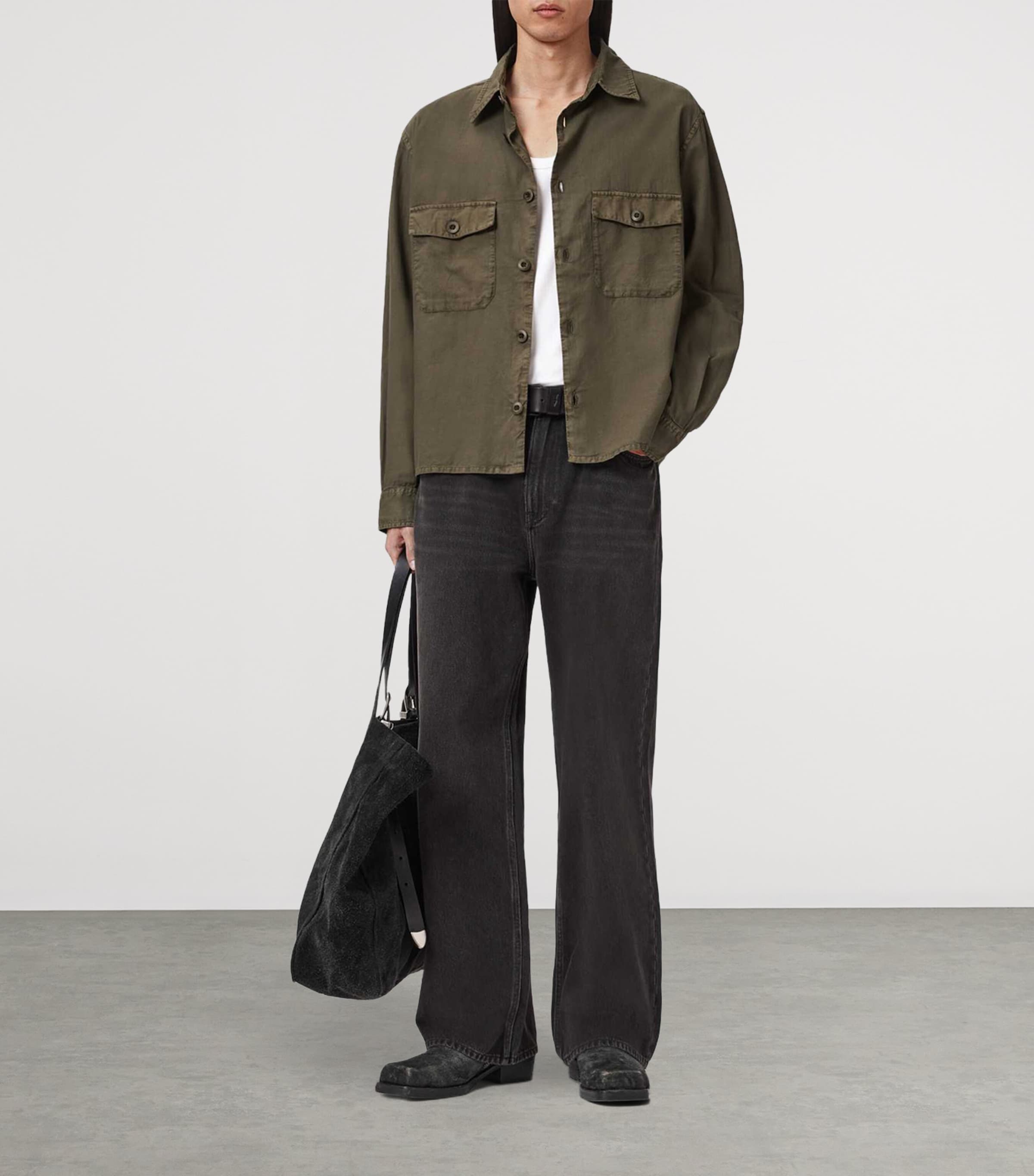 AllSaints Mens Organic Cotton Strand Shirt Mangrove Green Image 6