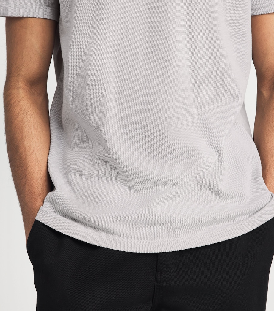 PAIGE Mens Cotton Demille Polo Shirt Light Grey Combo Image 3