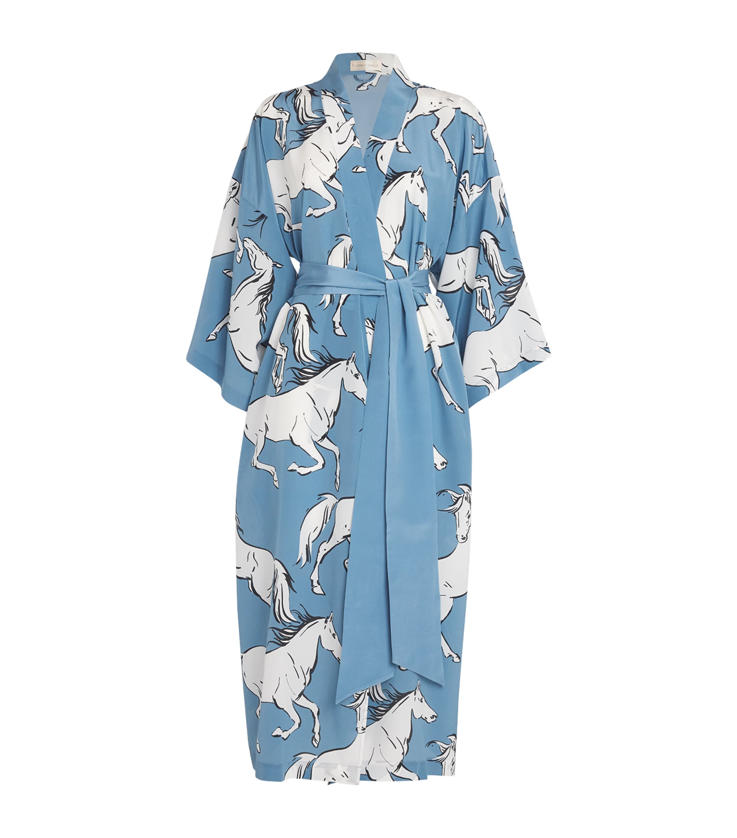 Olivia Von Halle Silk Amaya Cordelia Robe In Blue