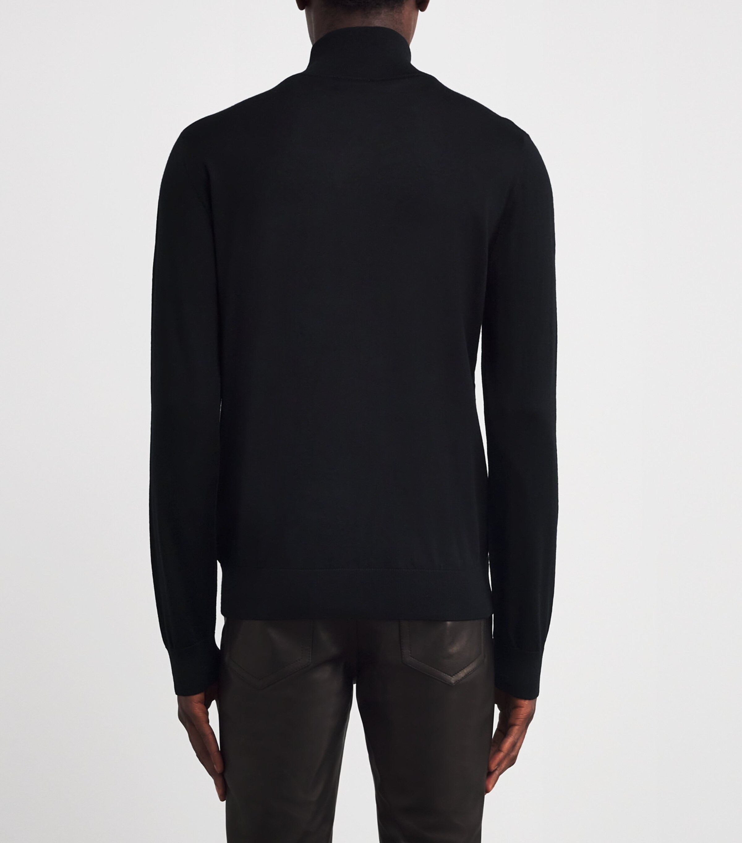Pal Zileri Mens Wool Zip-Up Cardigan Black Image 4