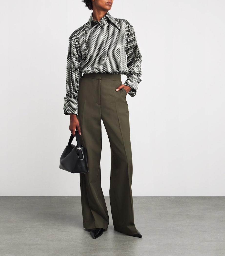 Wool Wide-Leg Trousers OLIVE GREEN Image 2