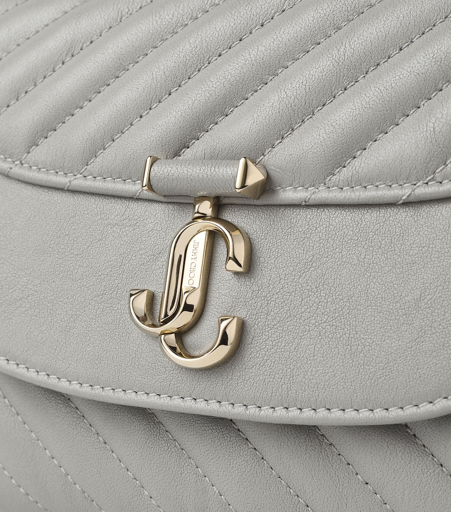 Leather Curve Top-Handle Bag DOVE/SHINY GOLD Image 5