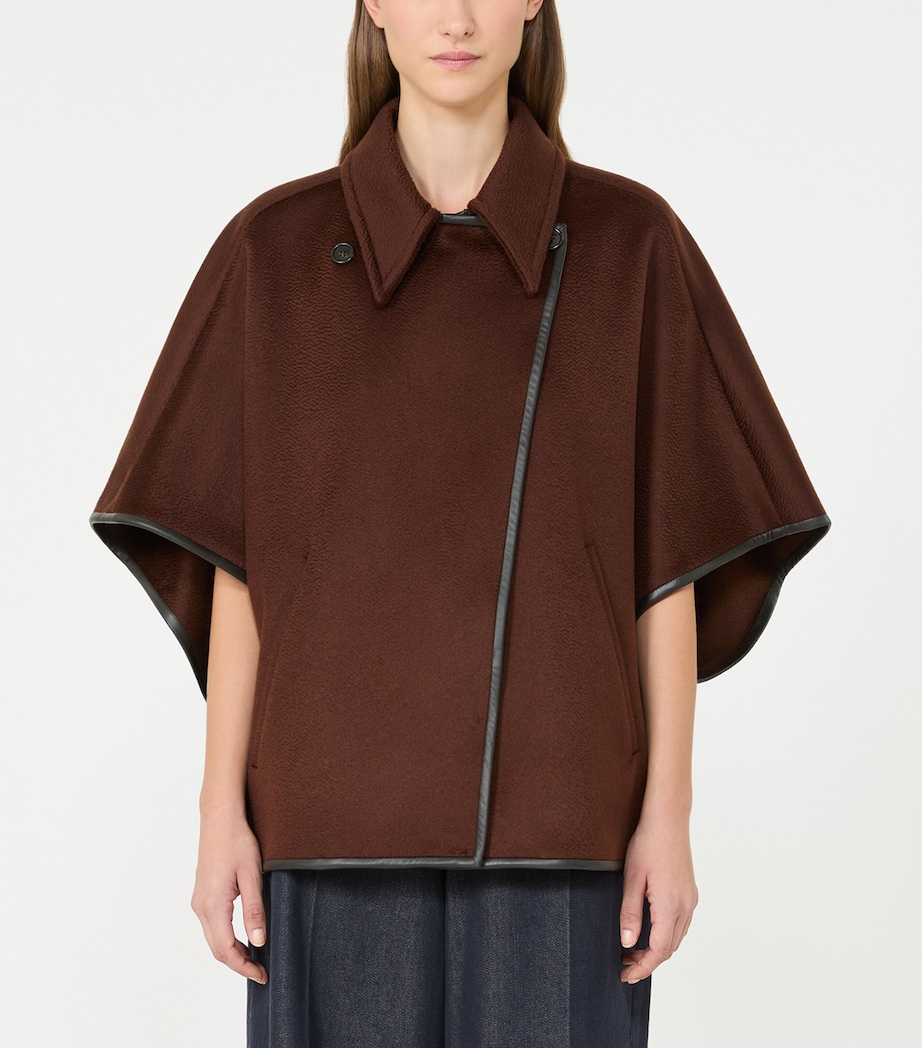 Max Mara Womens Cashmere Wrap-Front Cape Rust Image 2