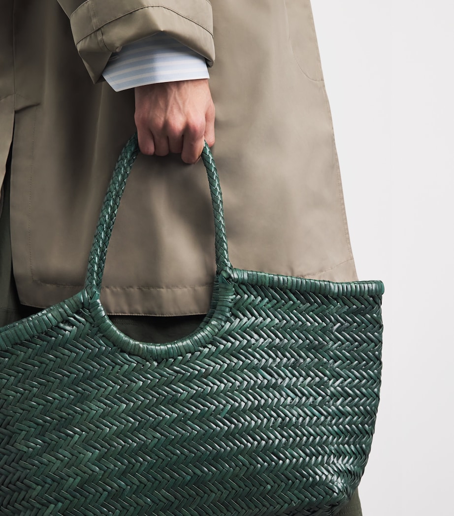 DRAGON DIFFUSION Large Leather Woven Nantucket Tote Bag Forest Image 4