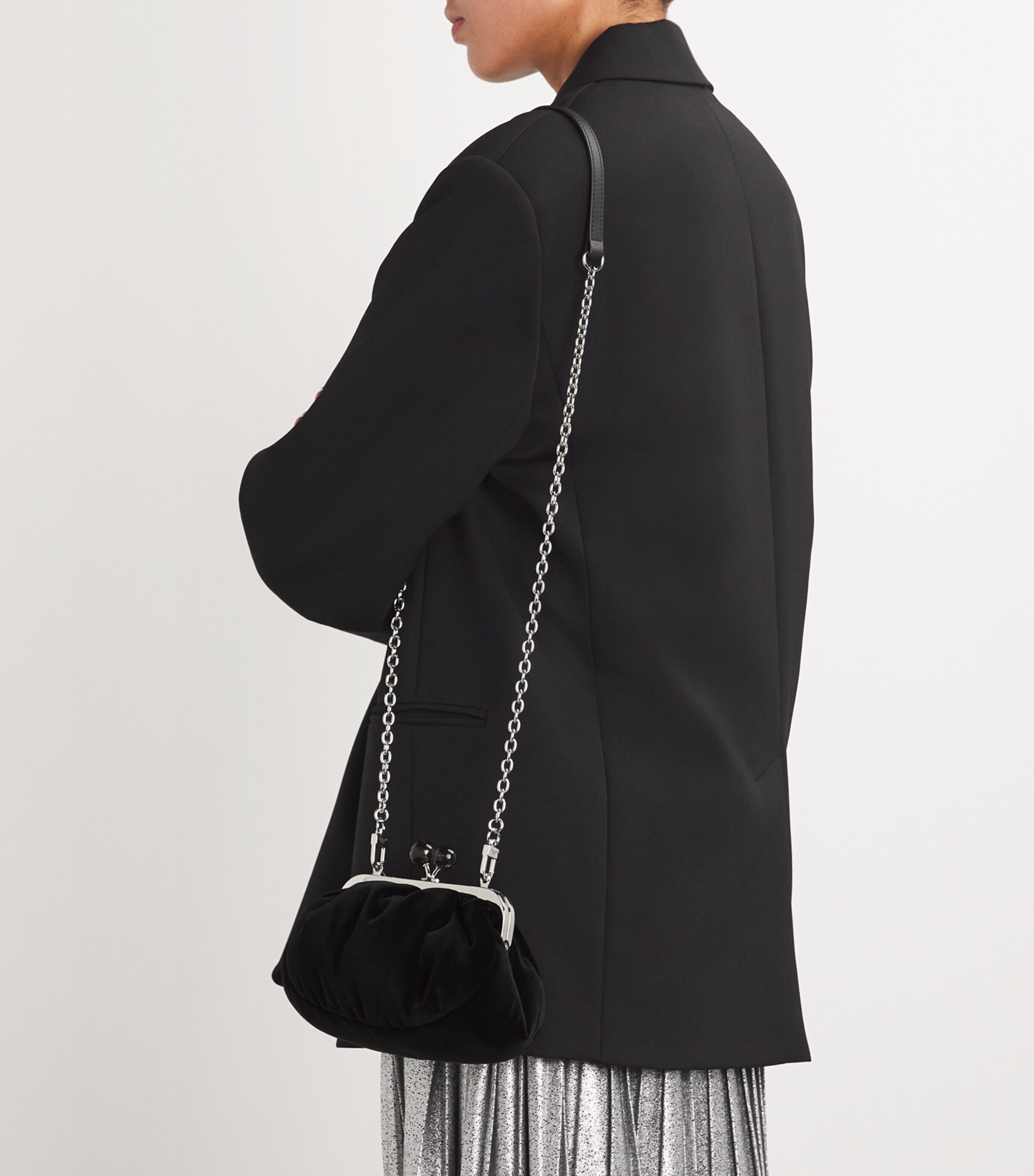 Weekend Max Mara Black Small Velvet Pasticcino Clutch Bag | Harrods US