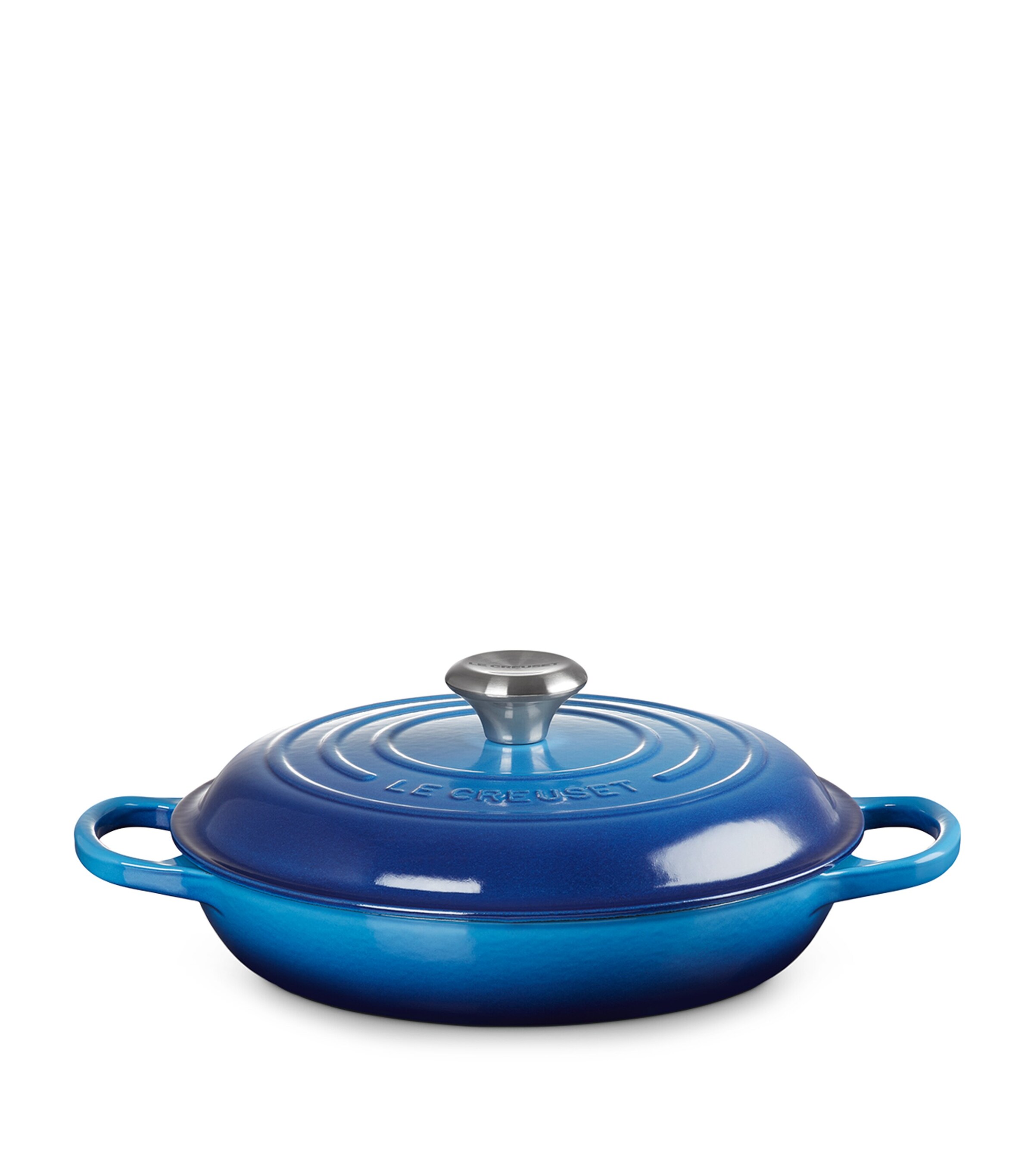 Le Creuset Cast Iron Shallow Round Casserole Dish (26cm) Azure Blue Image 6
