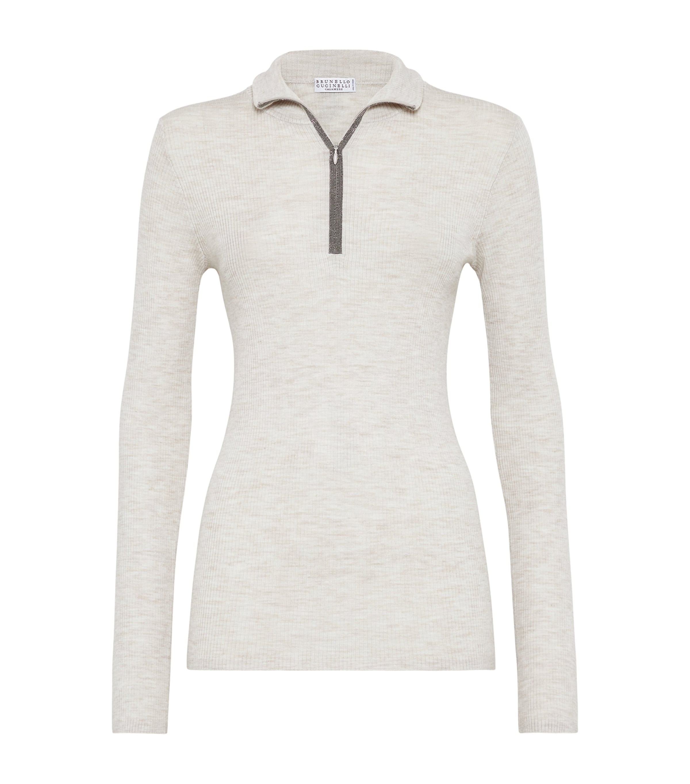Brunello Cucinelli Virgin Wool-cashmere Rib-knit Sweater In White