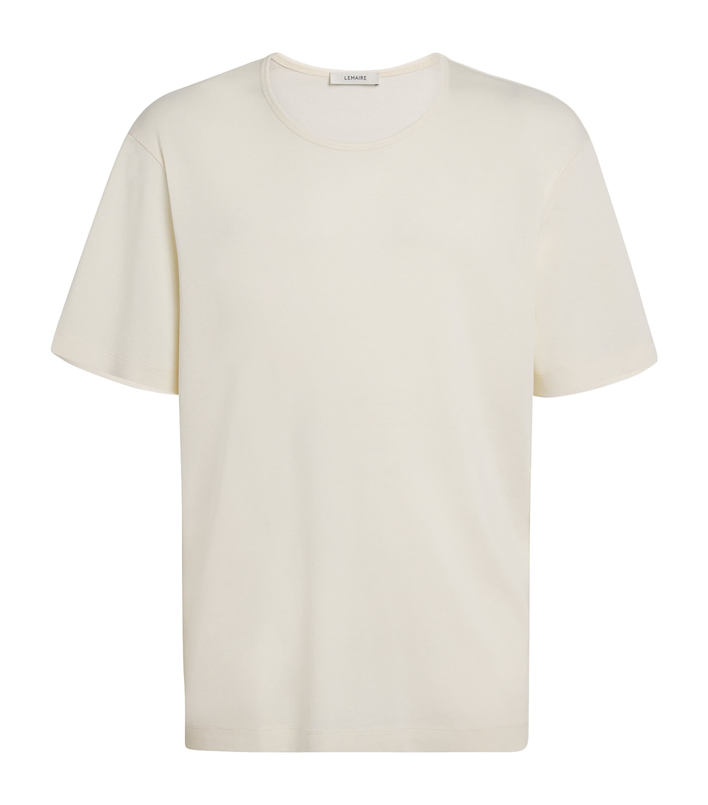 Lemaire Mens Cotton Ribbed T-Shirt Light Cream Image 1