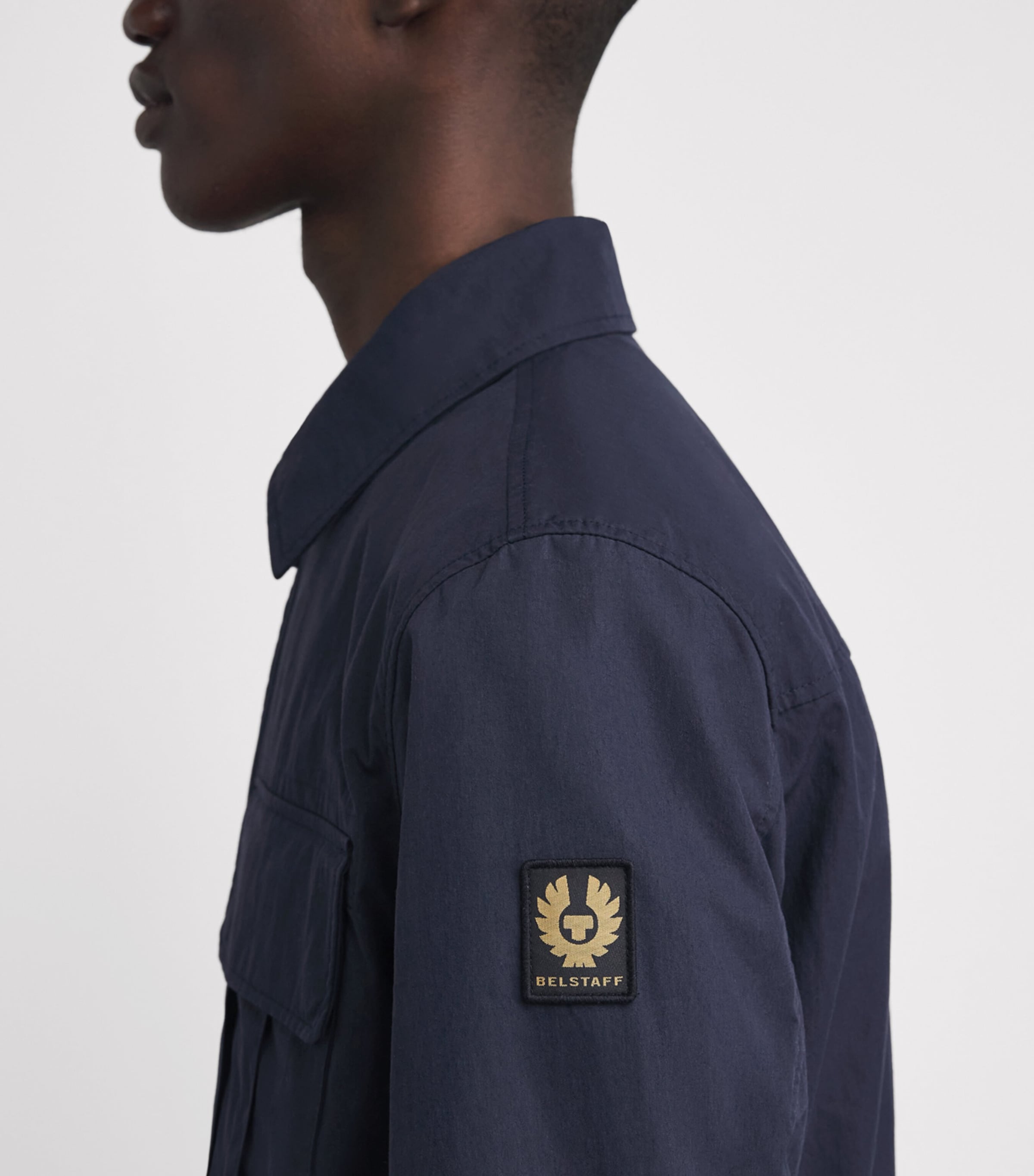 Belstaff Mens Cotton-Blend Cargo Overshirt Dark Inkdkink Image 3