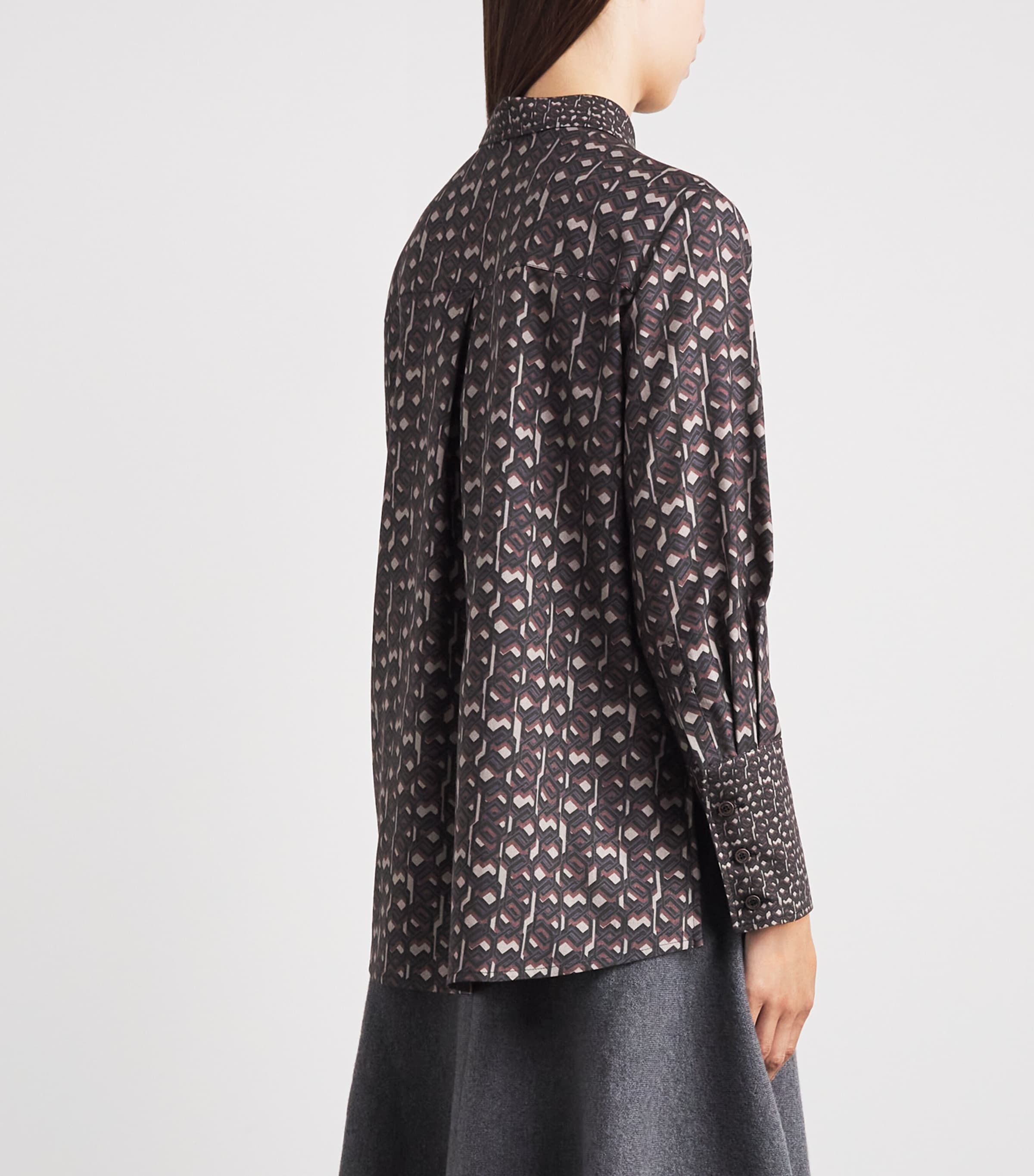 Colombo Womens Worsted Cashmere Printed Shirt Optical Print Image 5
