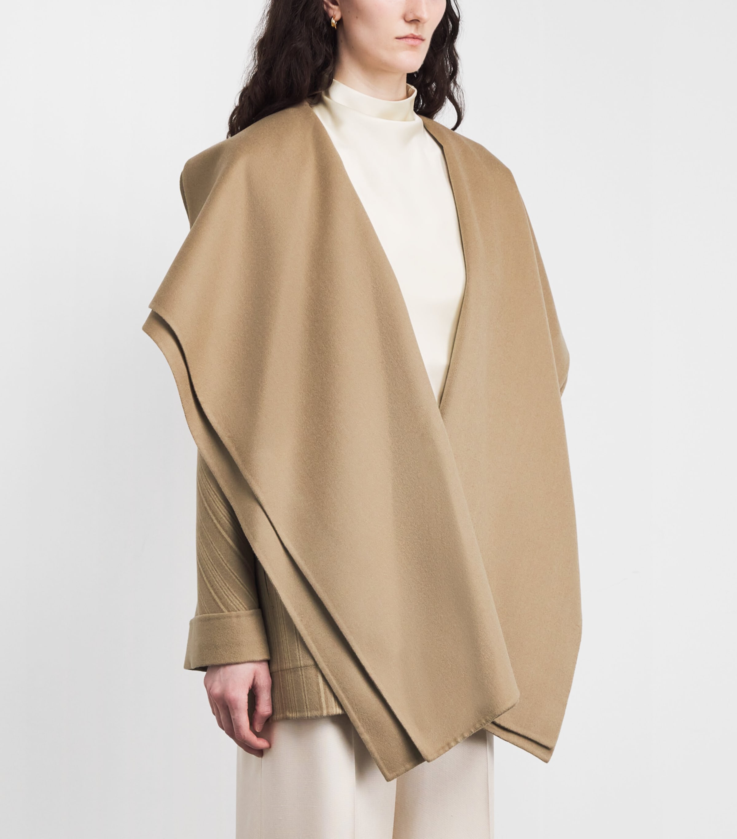 Virgin Wool Reversible Coat STY198 SND/DRK TP/YL Image 3