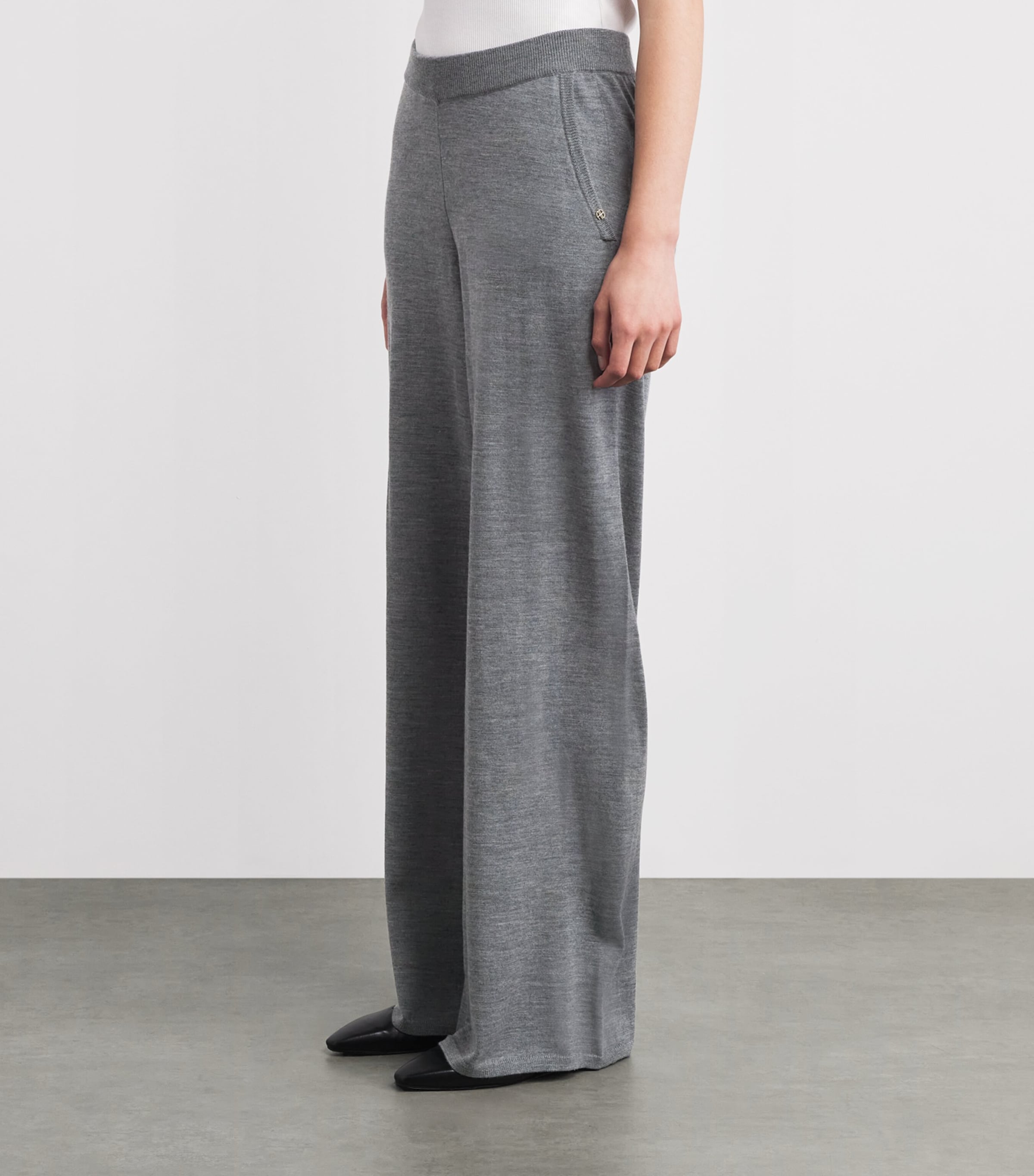 ANINE BING Womens Wool-Cashmere Knitted Adley Trousers Medium Heather Grey Image 4