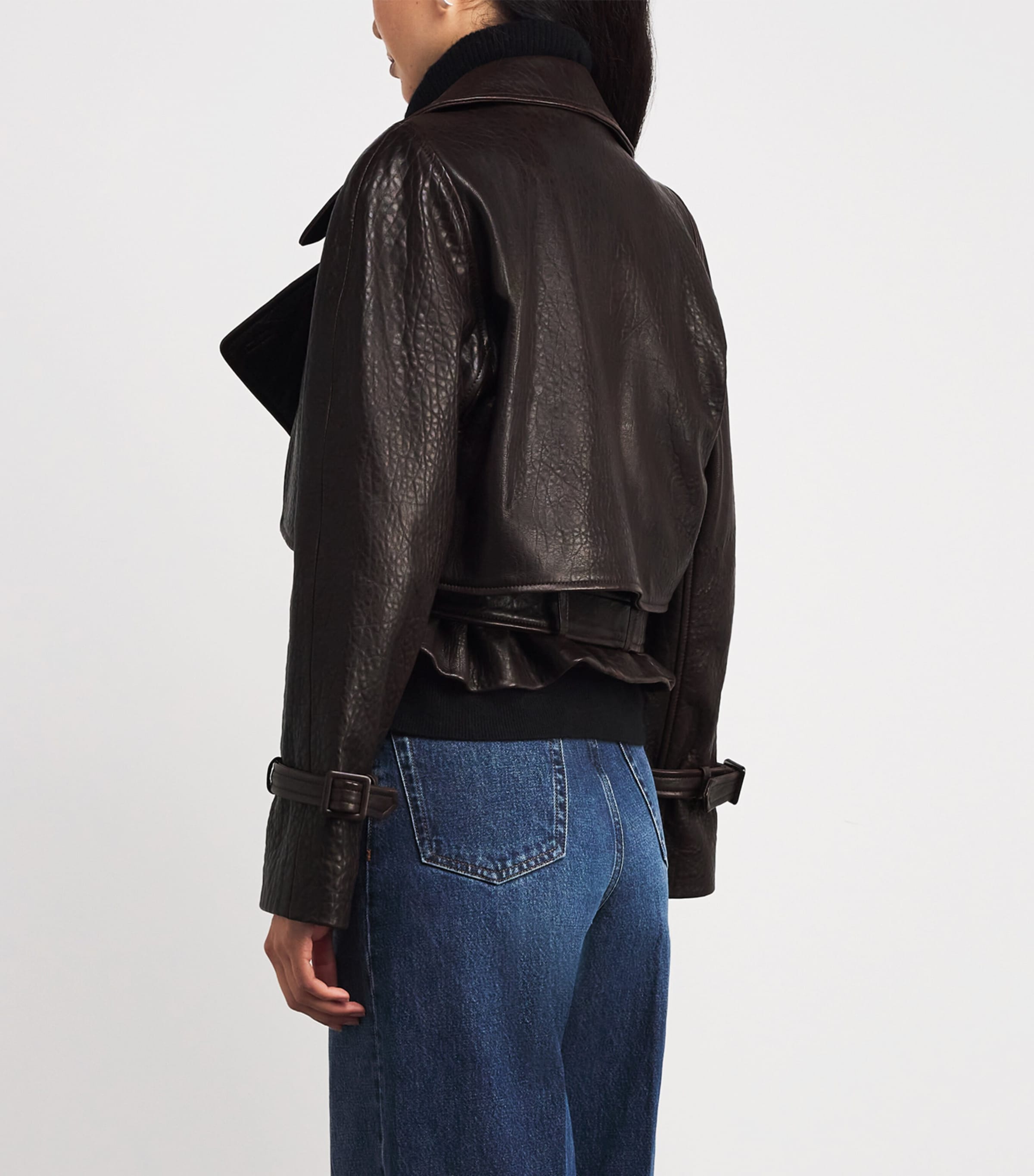 Lambskin Cropped Hatti Jacket RICH BROWN Image 4