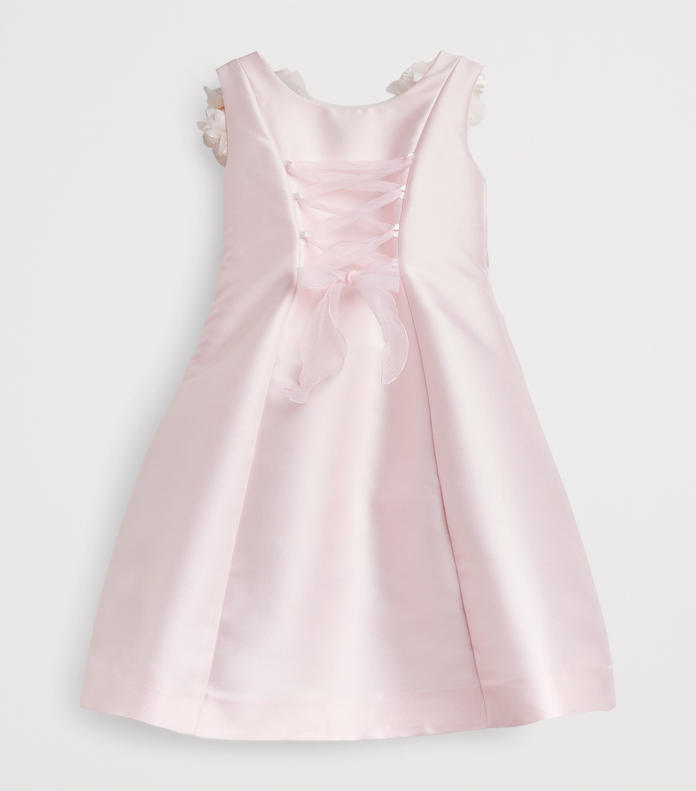 Monnalisa Satin Floral-Appliqué Dress (4-10 Years) Antique Pink Image 2