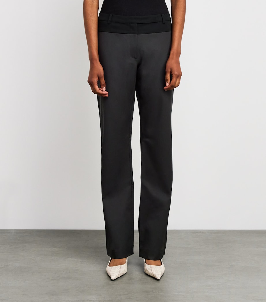 Stretch-Wool Panelled Trousers BLACK OLIVE / BLACK Image 3