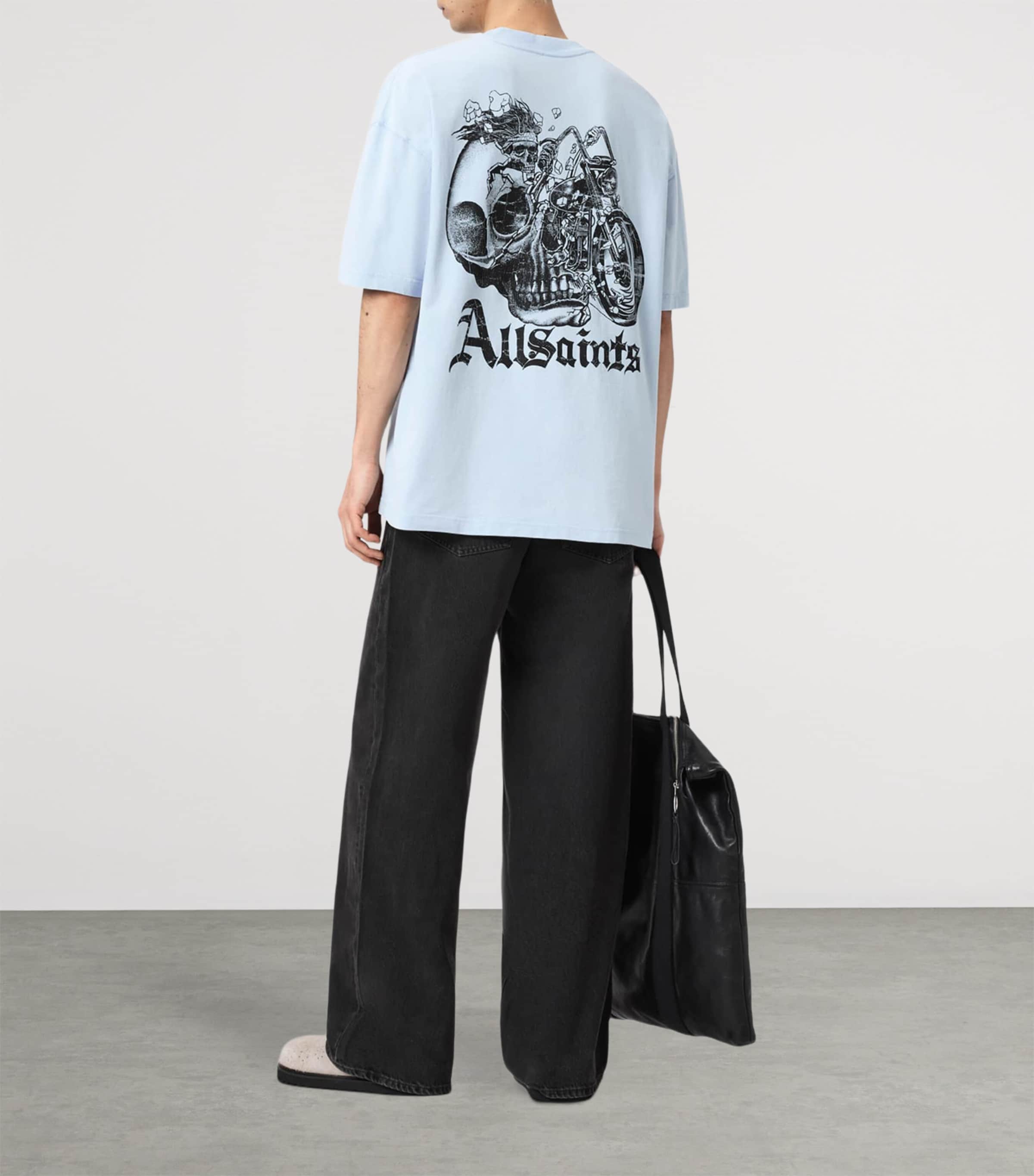 AllSaints Mens Organic Cotton Oversized Panhead T-Shirt Villa Blue Image 6