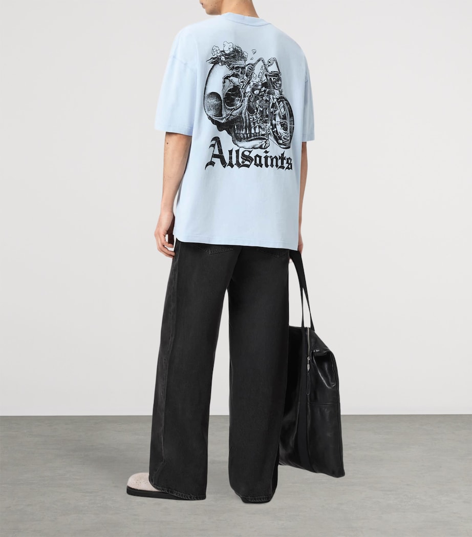 AllSaints Mens Organic Cotton Oversized Panhead T-Shirt Villa Blue Image 6