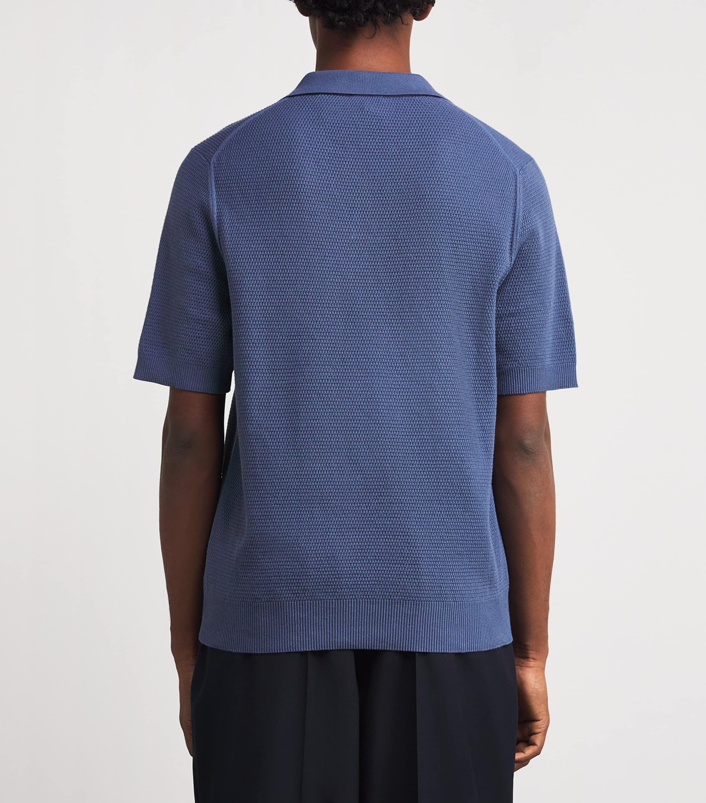 Cotton Knit Polo Shirt BUWC-SOFT DENIM Image 4