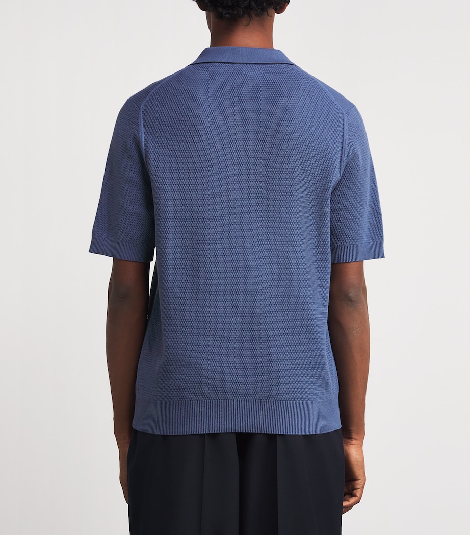 Cotton Knit Polo Shirt BUWC-SOFT DENIM Image 4