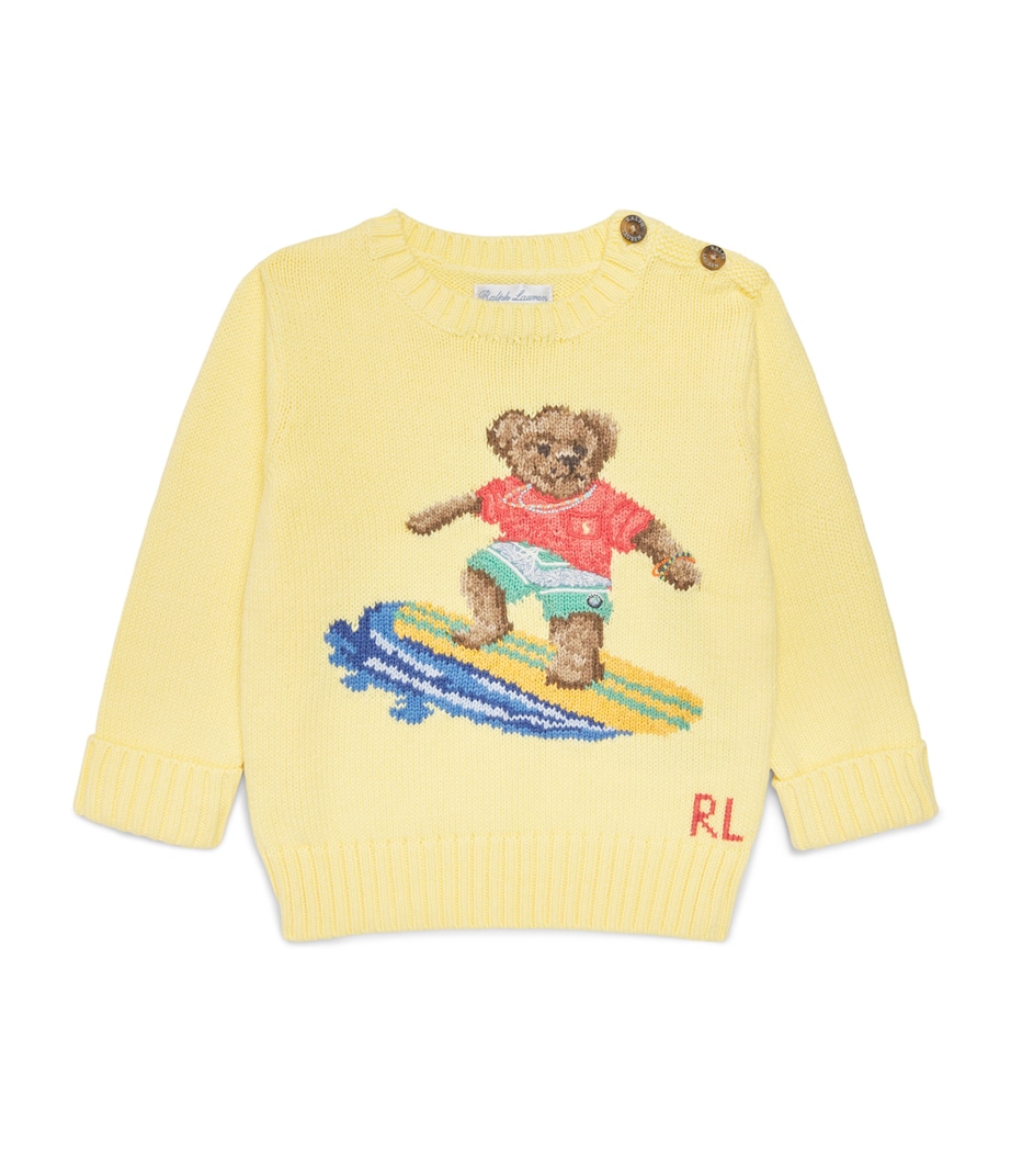 Ralph Lauren Kids Cotton Polo Bear Sweater (3-24 Months) Gold Image 1