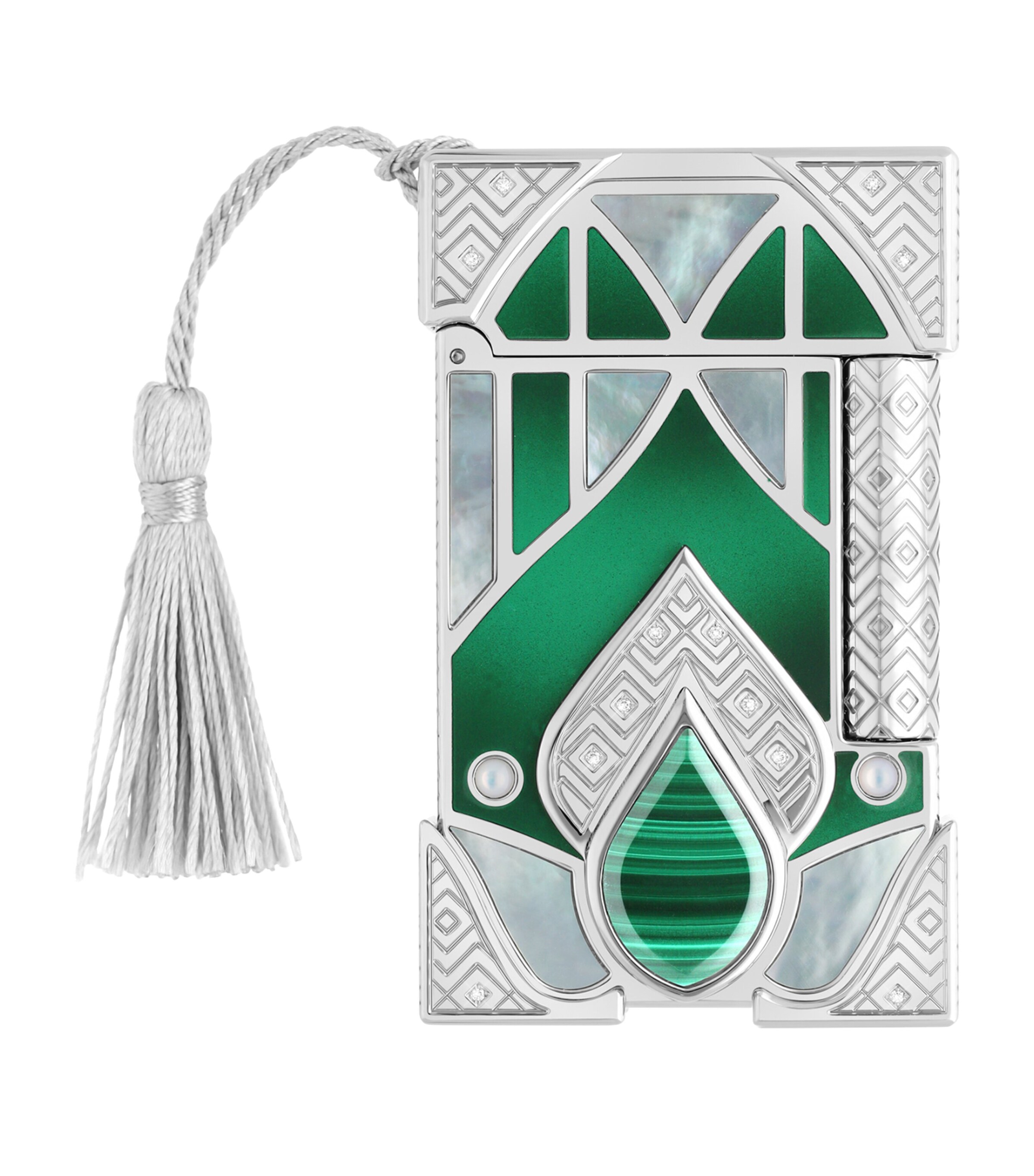 S.T. Dupont Haute Creation Maharaja Lighter Palladium + Green Image 7