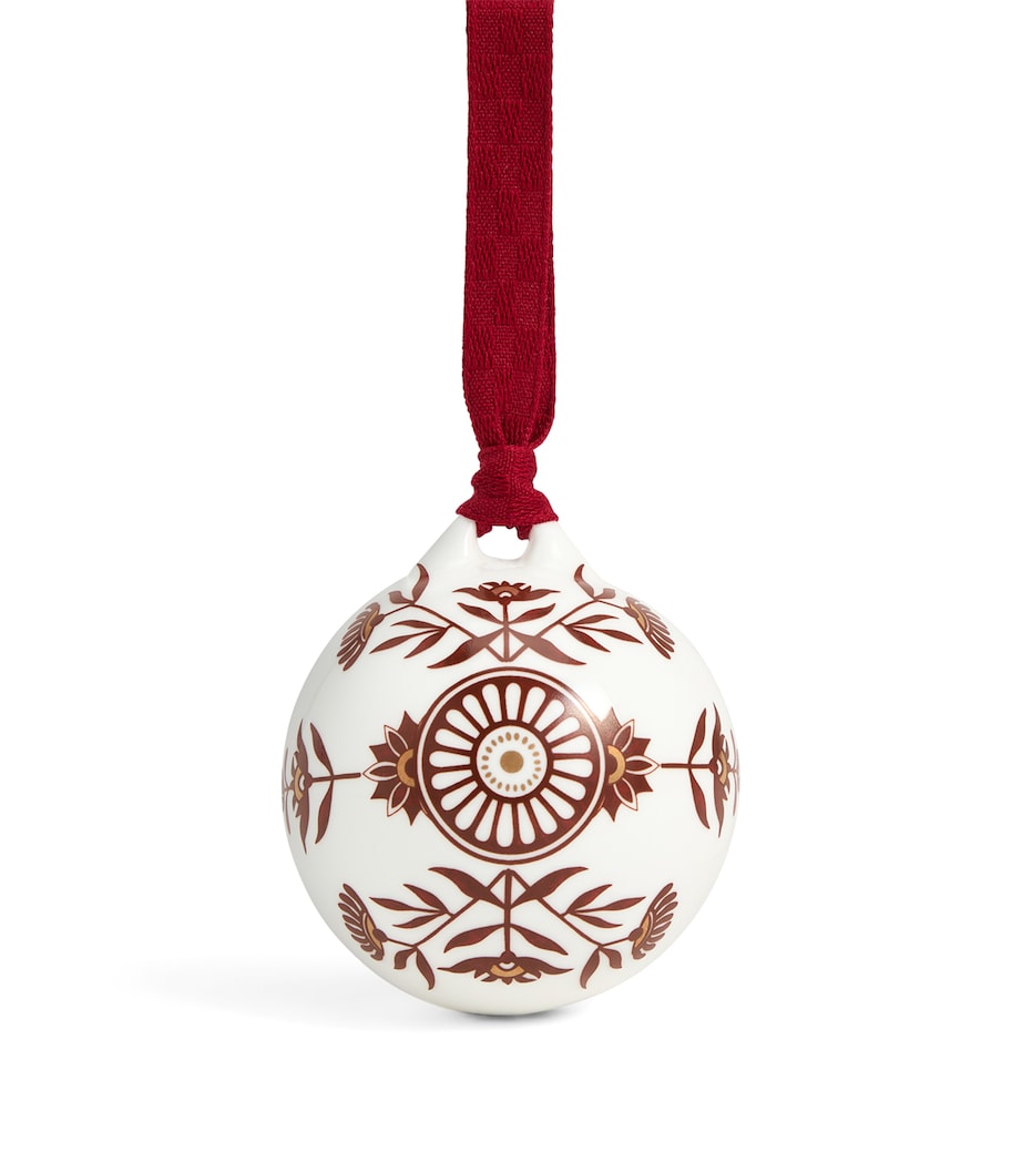 Fine Bone China Red Splendour No.1 Bauble SILVER Image 1