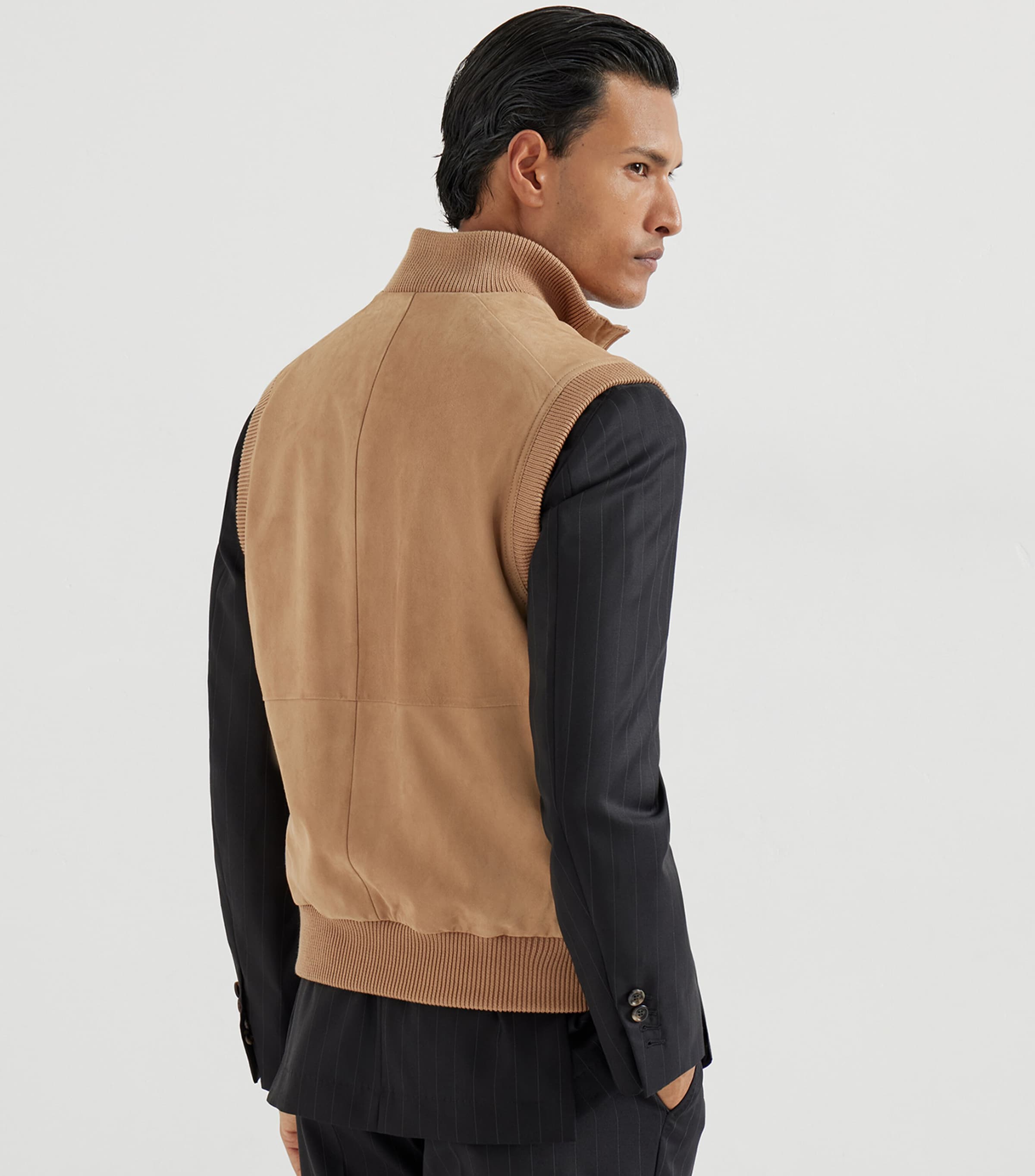 Brunello Cucinelli Mens Suede Padded Gilet Image 5