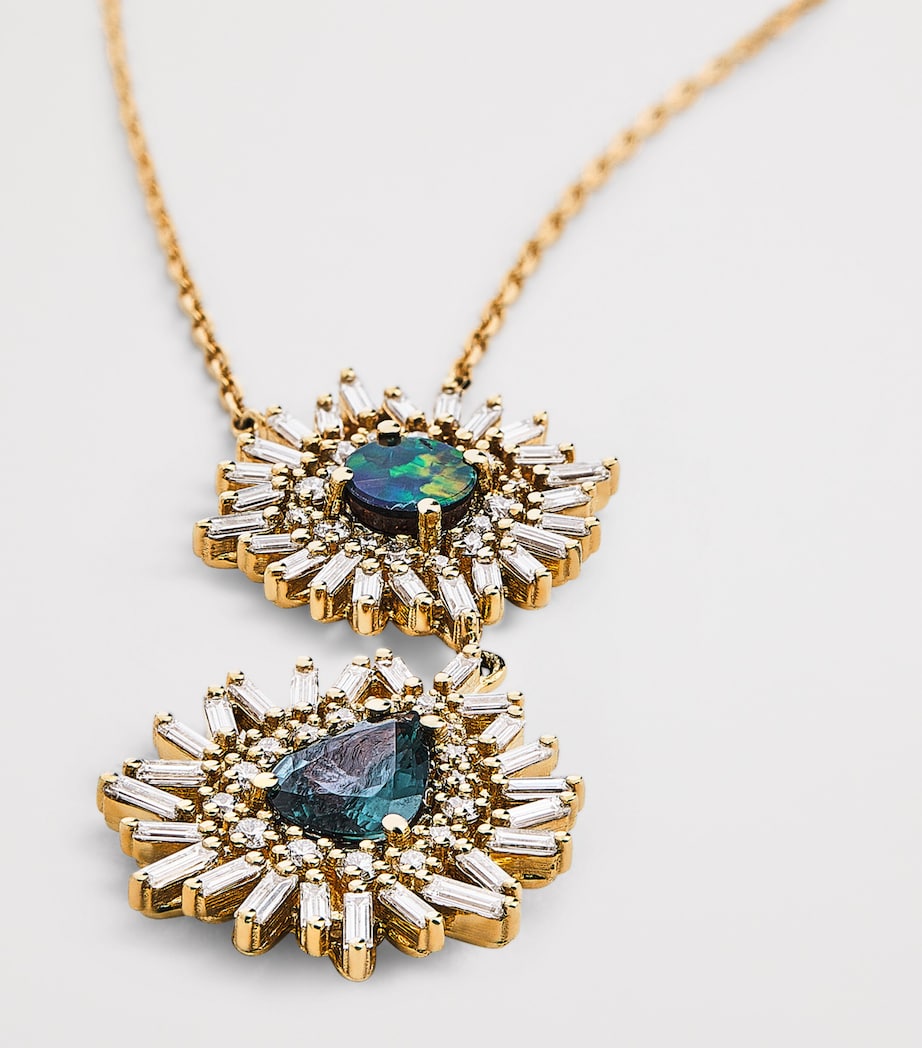 Yellow Gold, Diamond, Sapphire and Opal One of a Kind Necklace 18K YG/OP Image 5