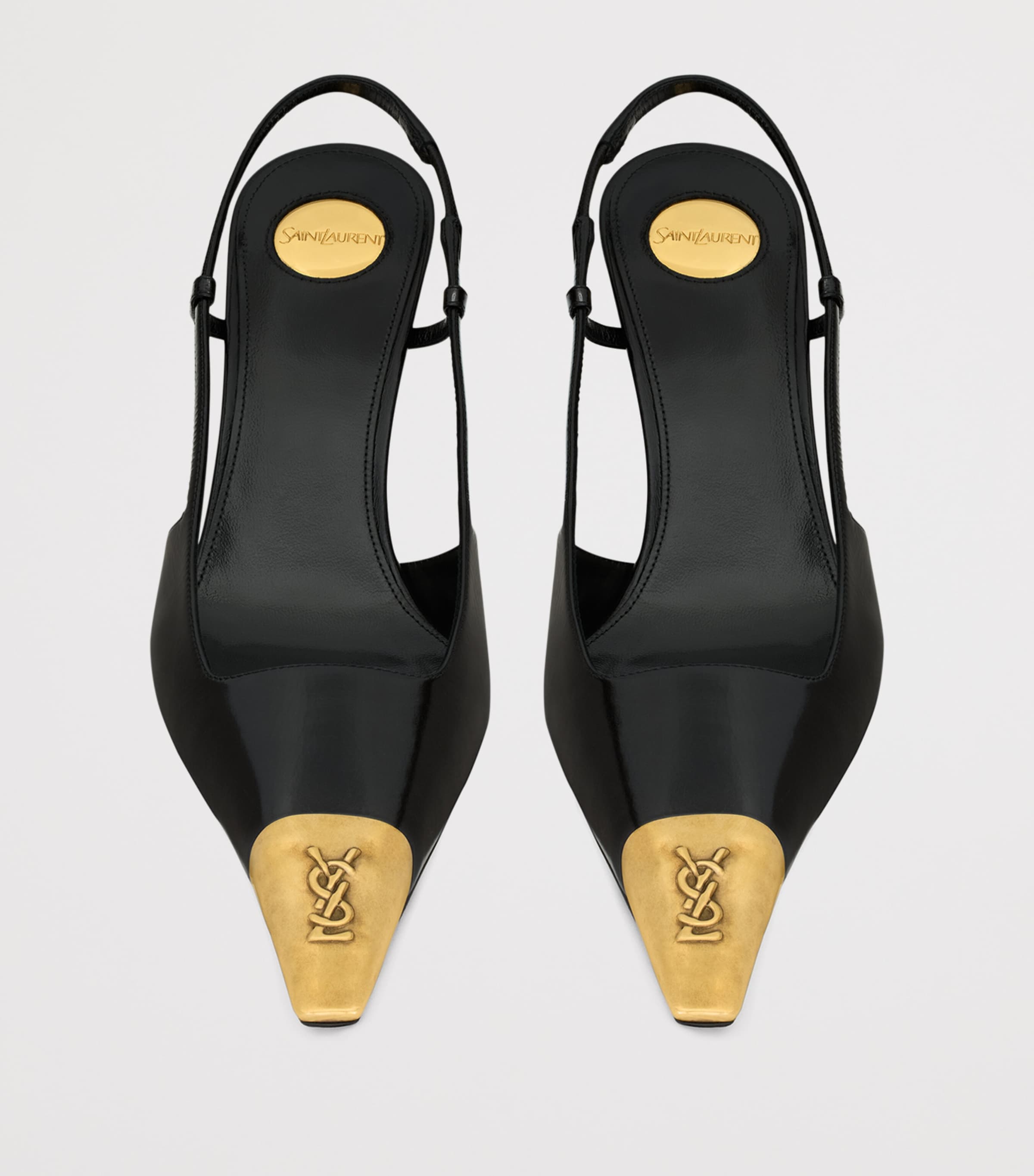 Saint Laurent Womens Leather Jeanne Slingback Pumps 75 Image 2