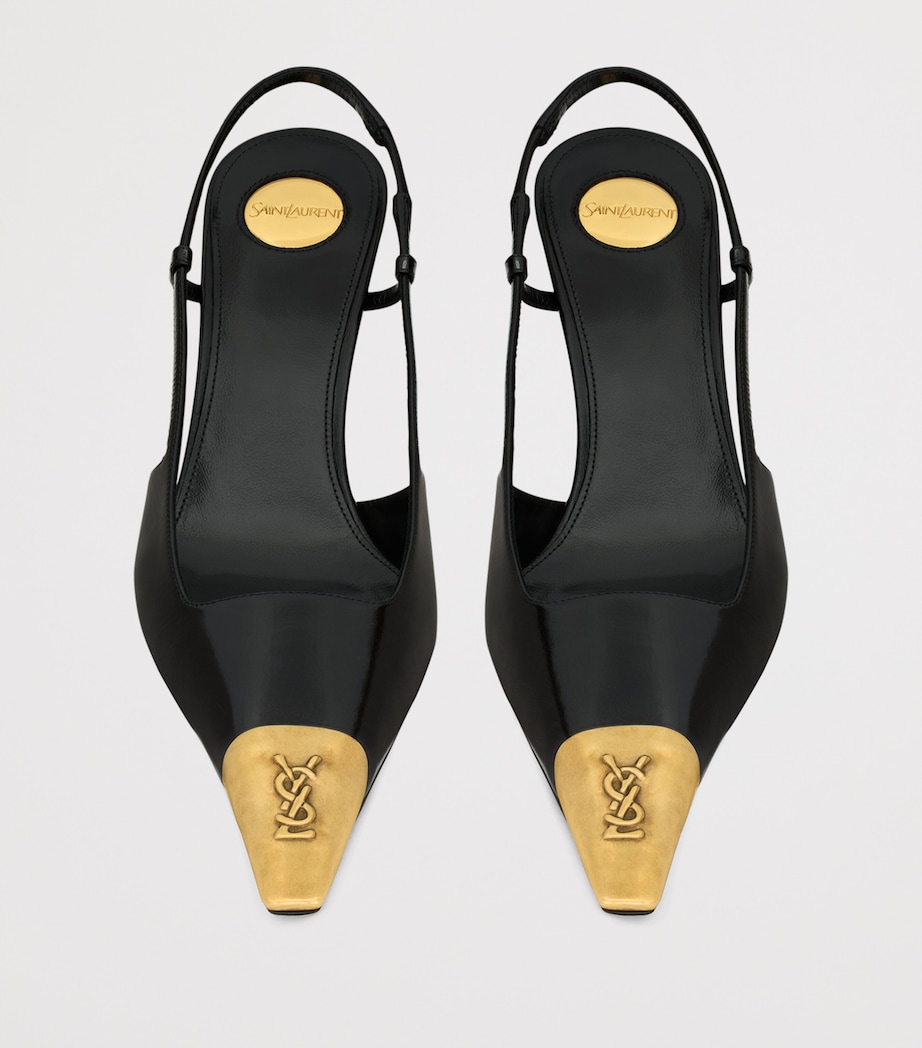 Saint Laurent Womens Leather Jeanne Slingback Pumps 75 Image 2