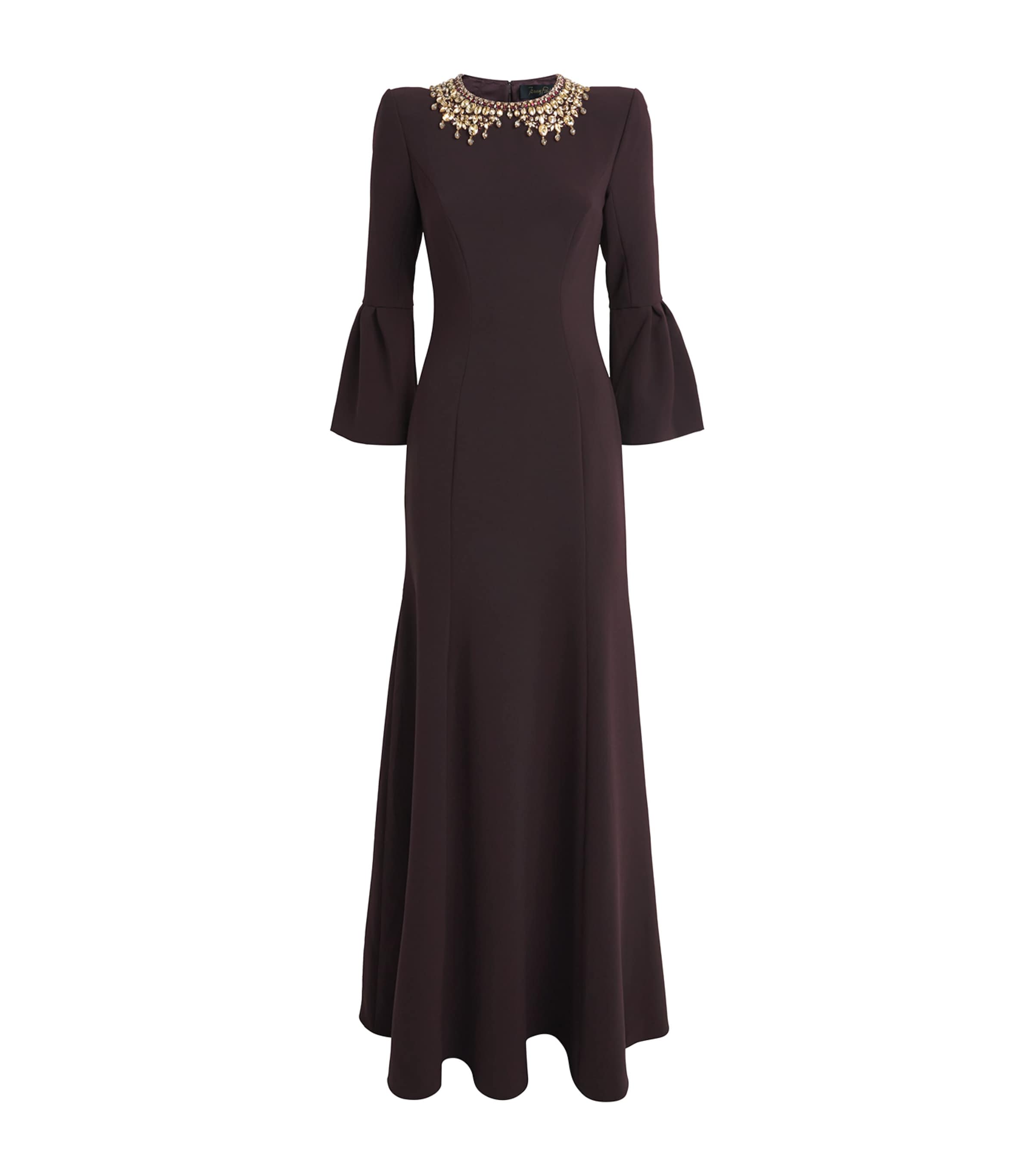 Jenny Packham Womens Embellished Pueblo Maxi Dress Mahogany Image 1
