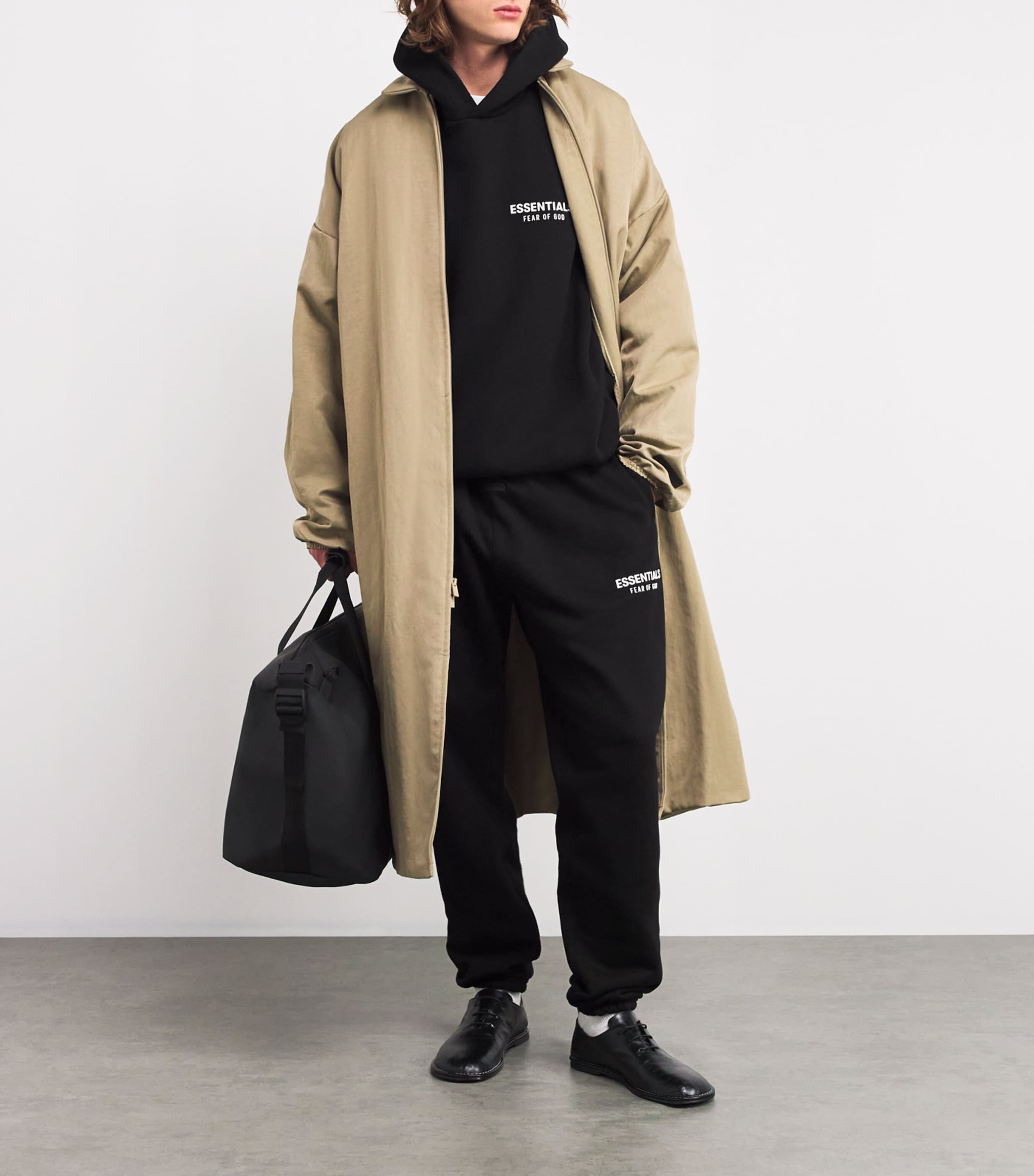 FEAR OF GOD ESSENTIALS Mens Cotton-Blend Logo Hoodie Black Image 6