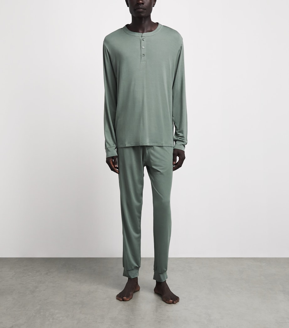 Eberjey Mens Modal Henry Long Pyjama Set Desert Sage Image 2