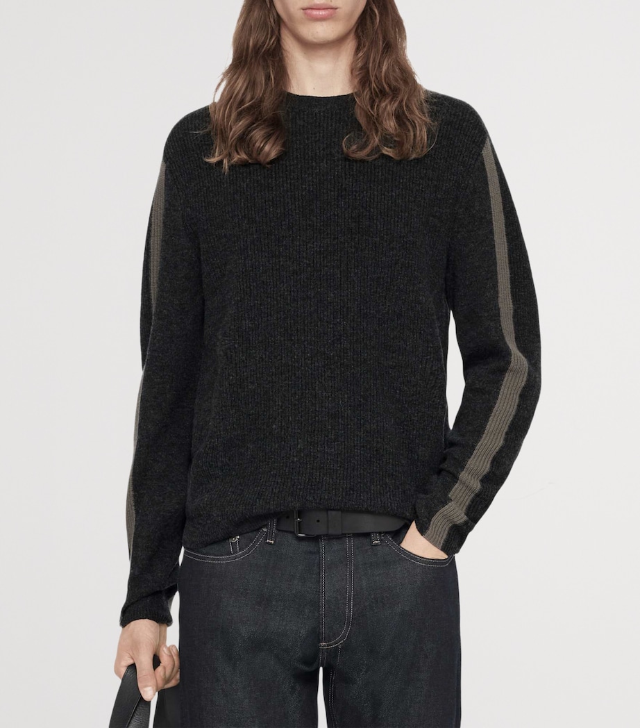 AllSaints Mens Merino Wool Hawke Sweater Charcoal Grey Image 3