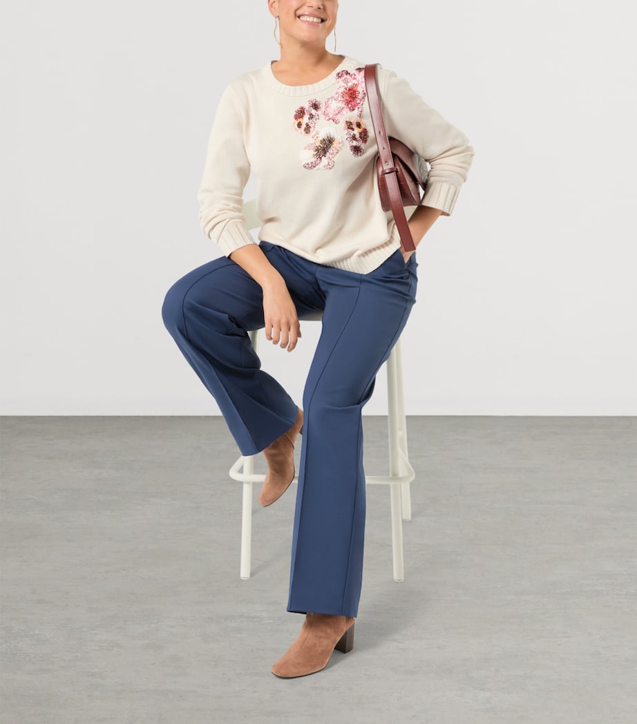 Marina Rinaldi Womens Cotton Embellished Sweater White Image 2
