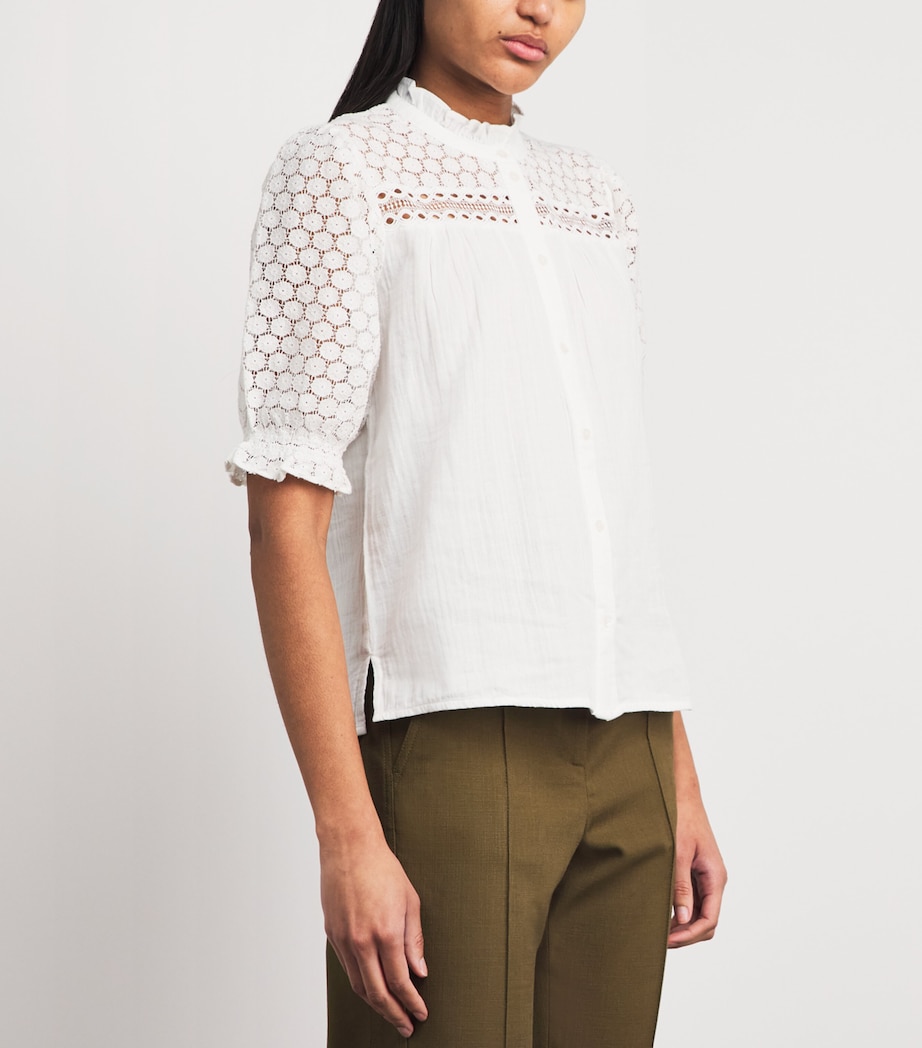 ME+EM Womens Cotton Cheesecloth Blouse Soft White Image 4
