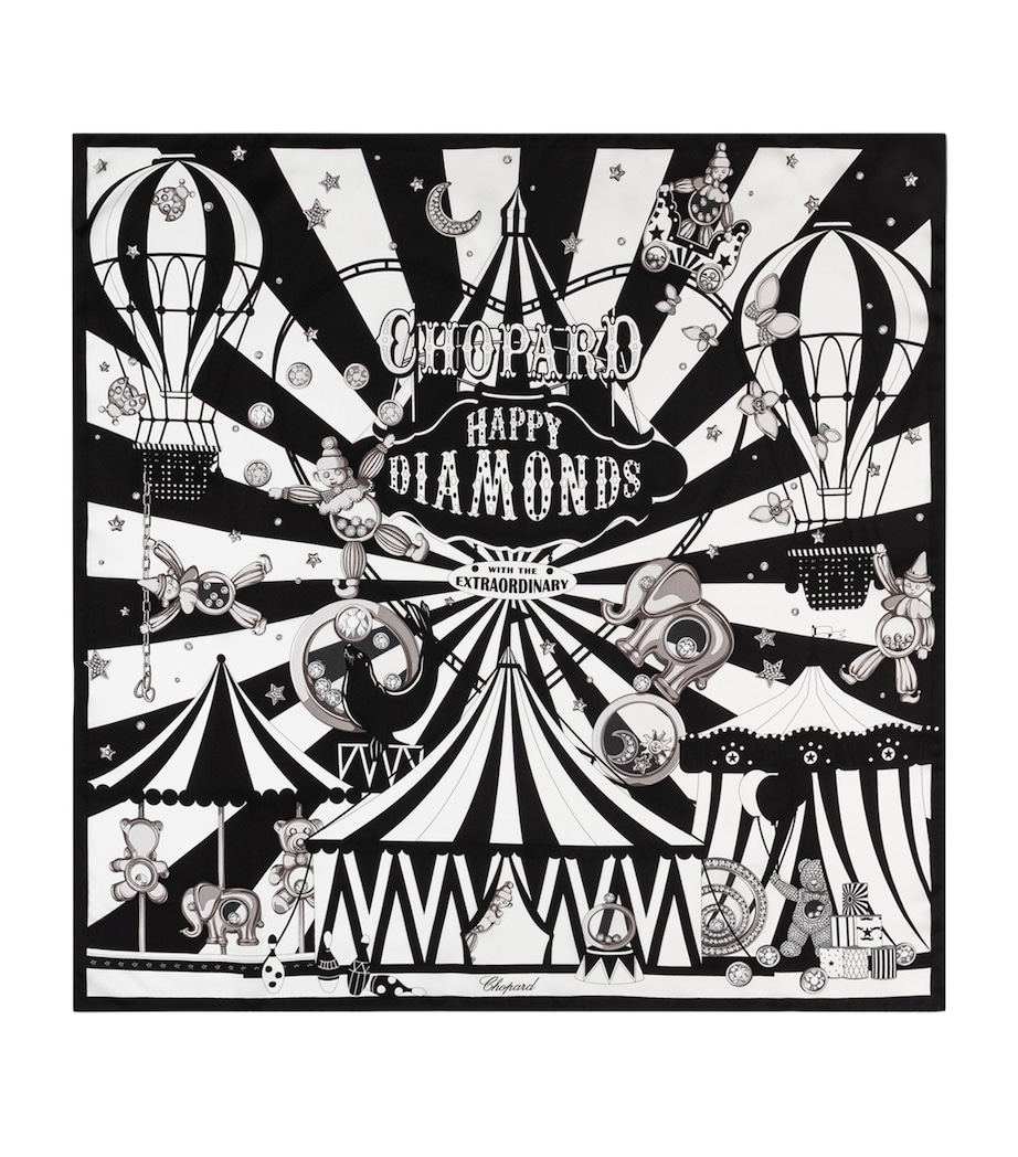 Chopard Organic Silk Happy Circus Square Scarf Black & White Image 1