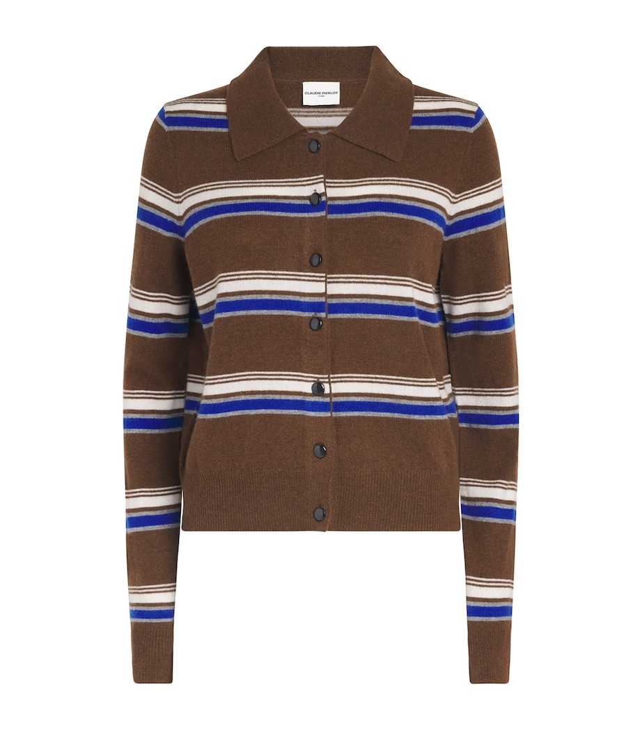 Claudie Pierlot Womens Wool-Cashmere Stripe Cardigan Multicolored Image 1