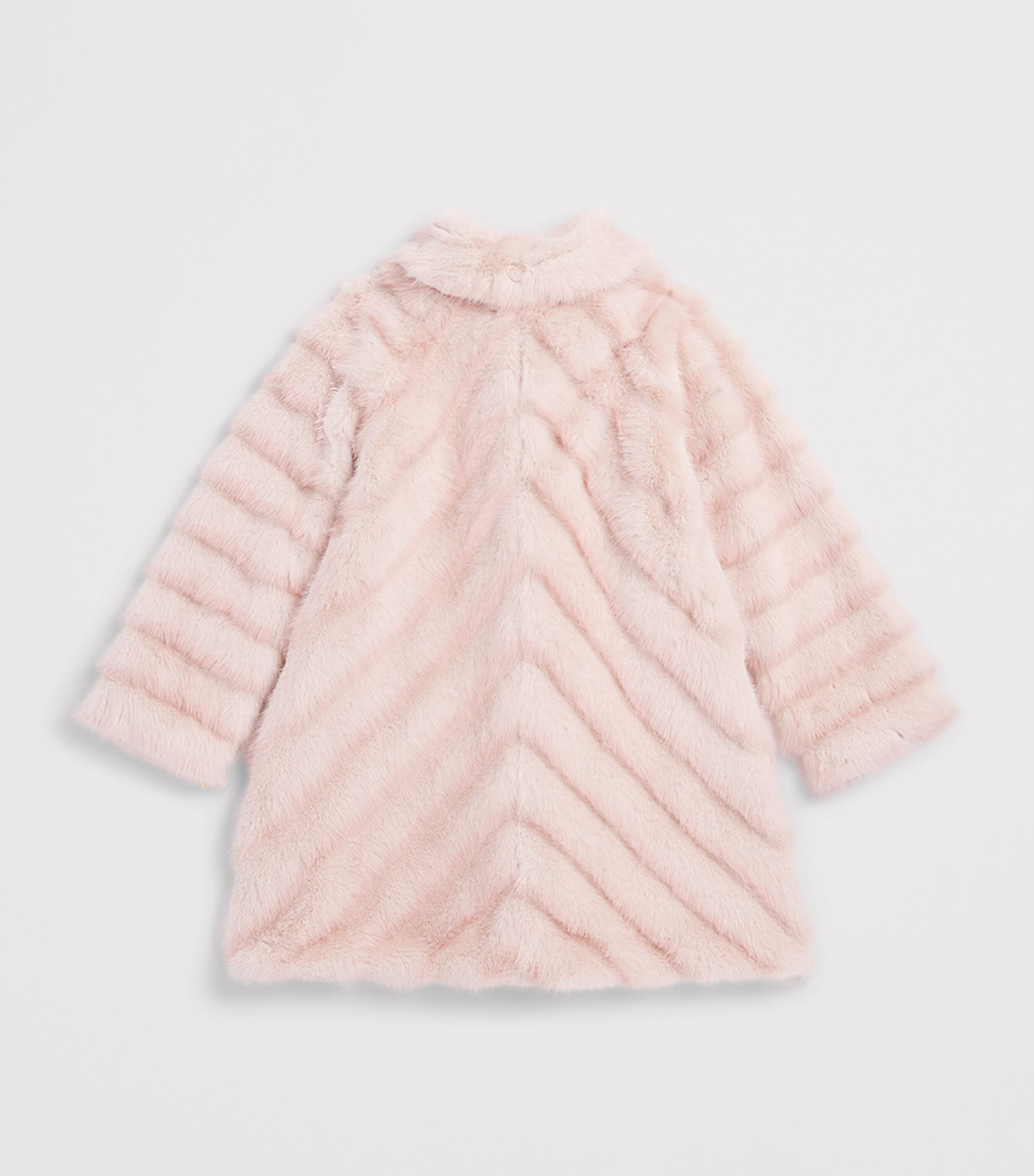 Monnalisa Faux Fur Striped Coat (6 Months-6 Years) Rosa Antico Image 2