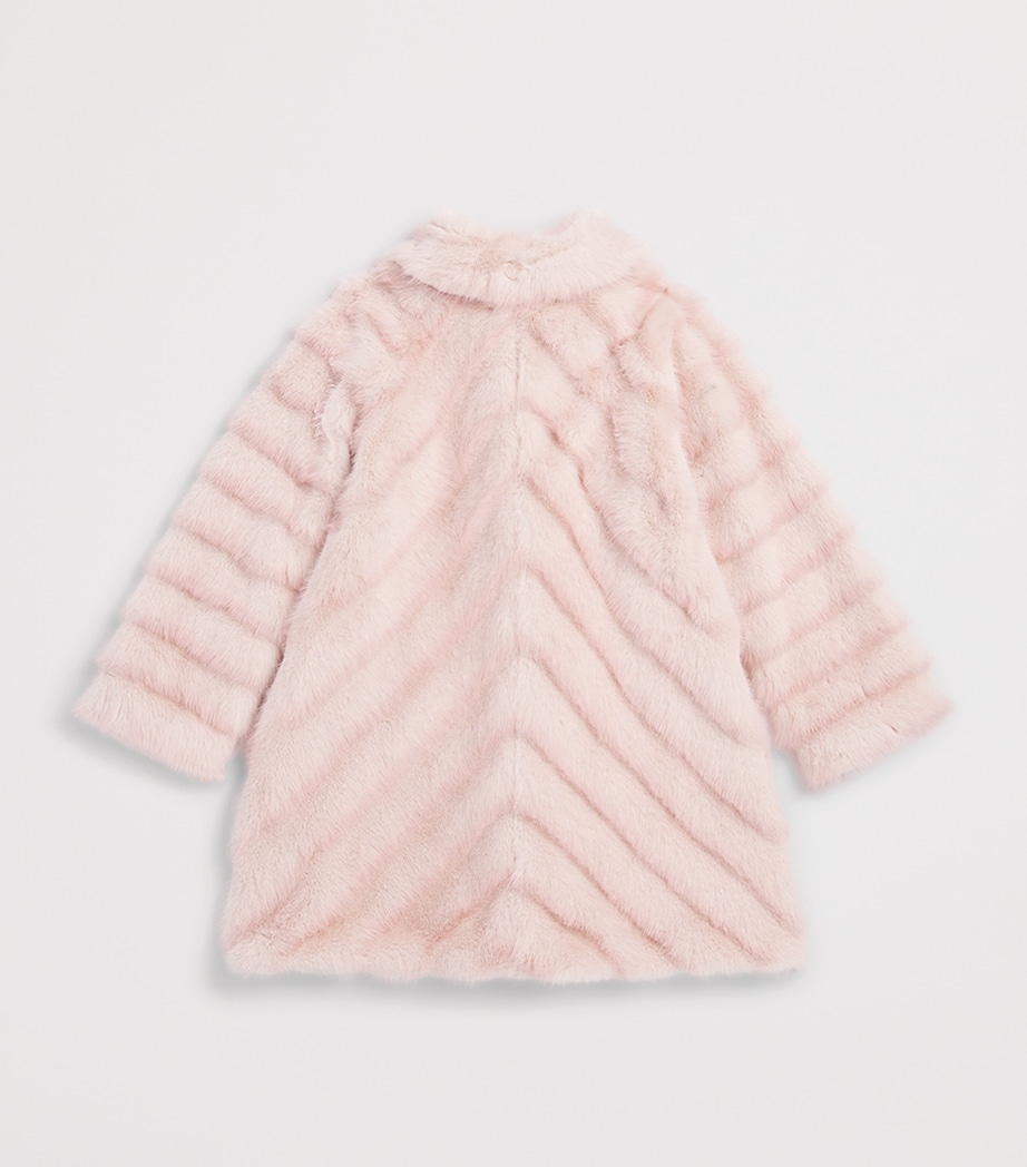 Monnalisa Faux Fur Striped Coat (6 Months-6 Years) Rosa Antico Image 2