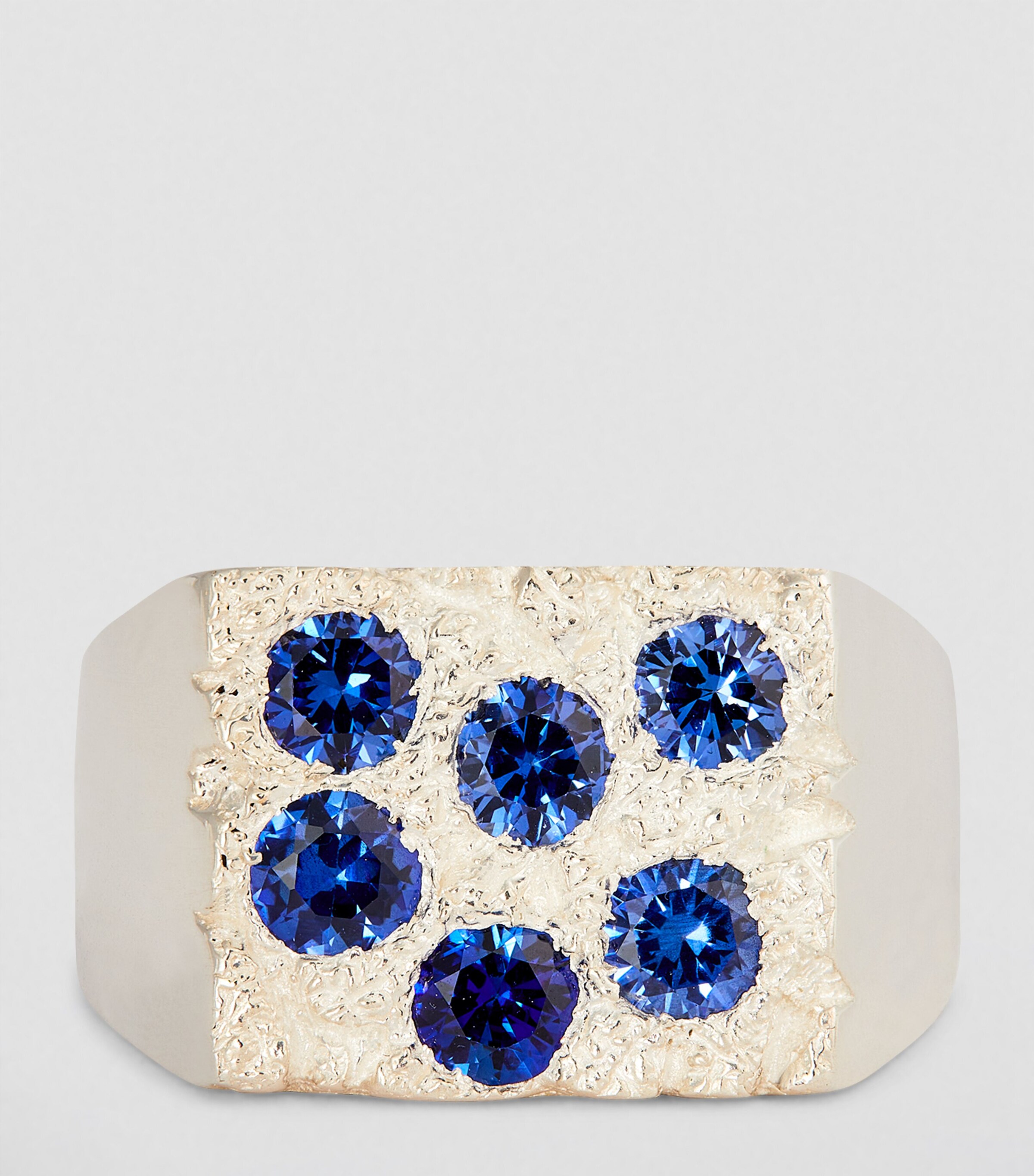 Bleue Burnham Sterling Silver and Sapphire Rose Garden Signet Ring Silver Image 2