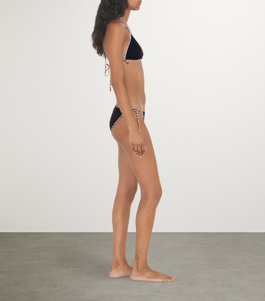 Burberry Womens Check-Trim Triangle Bikini Black Image 7