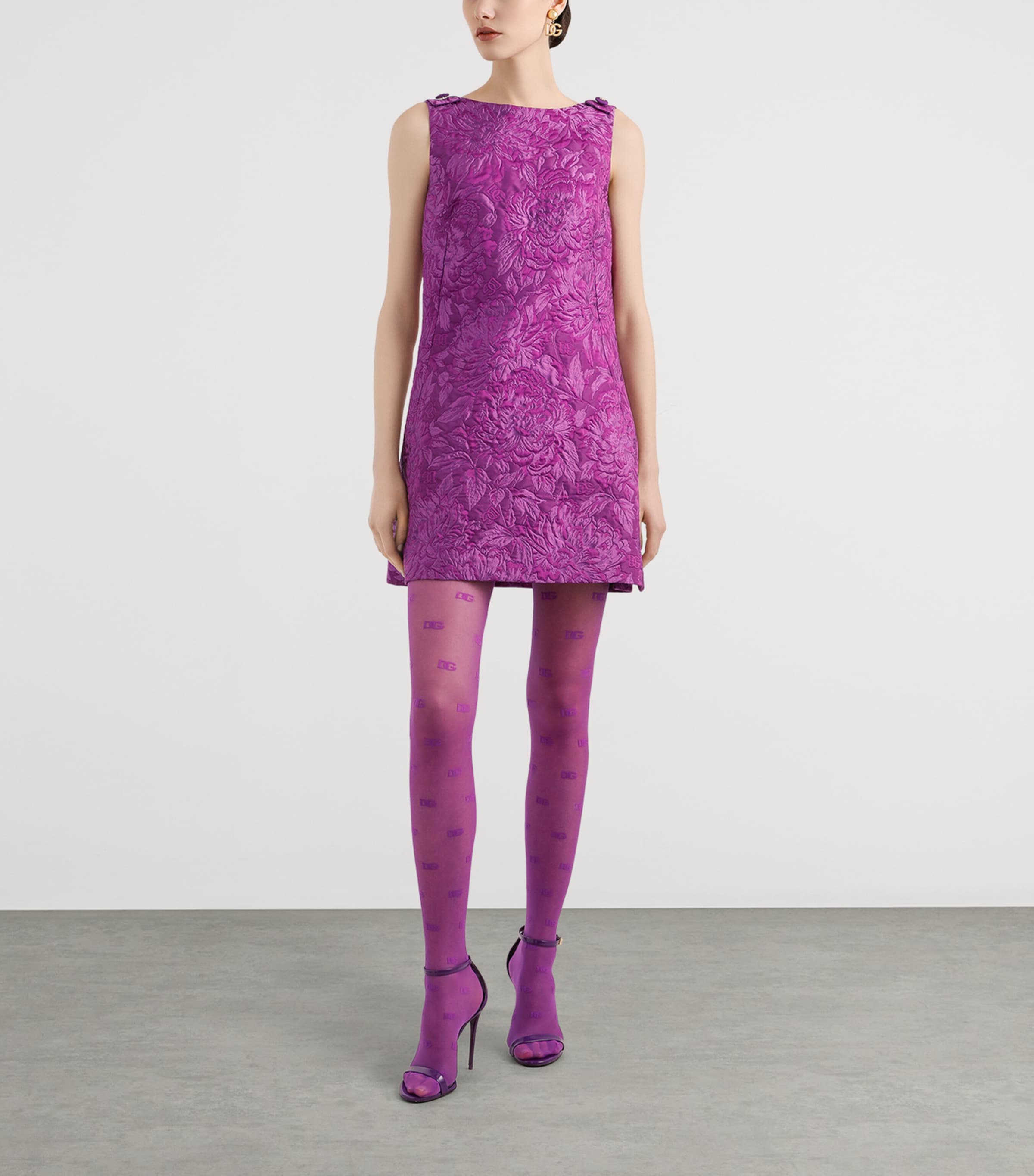 Brocade Mini Dress F0571-PURPLE Image 2