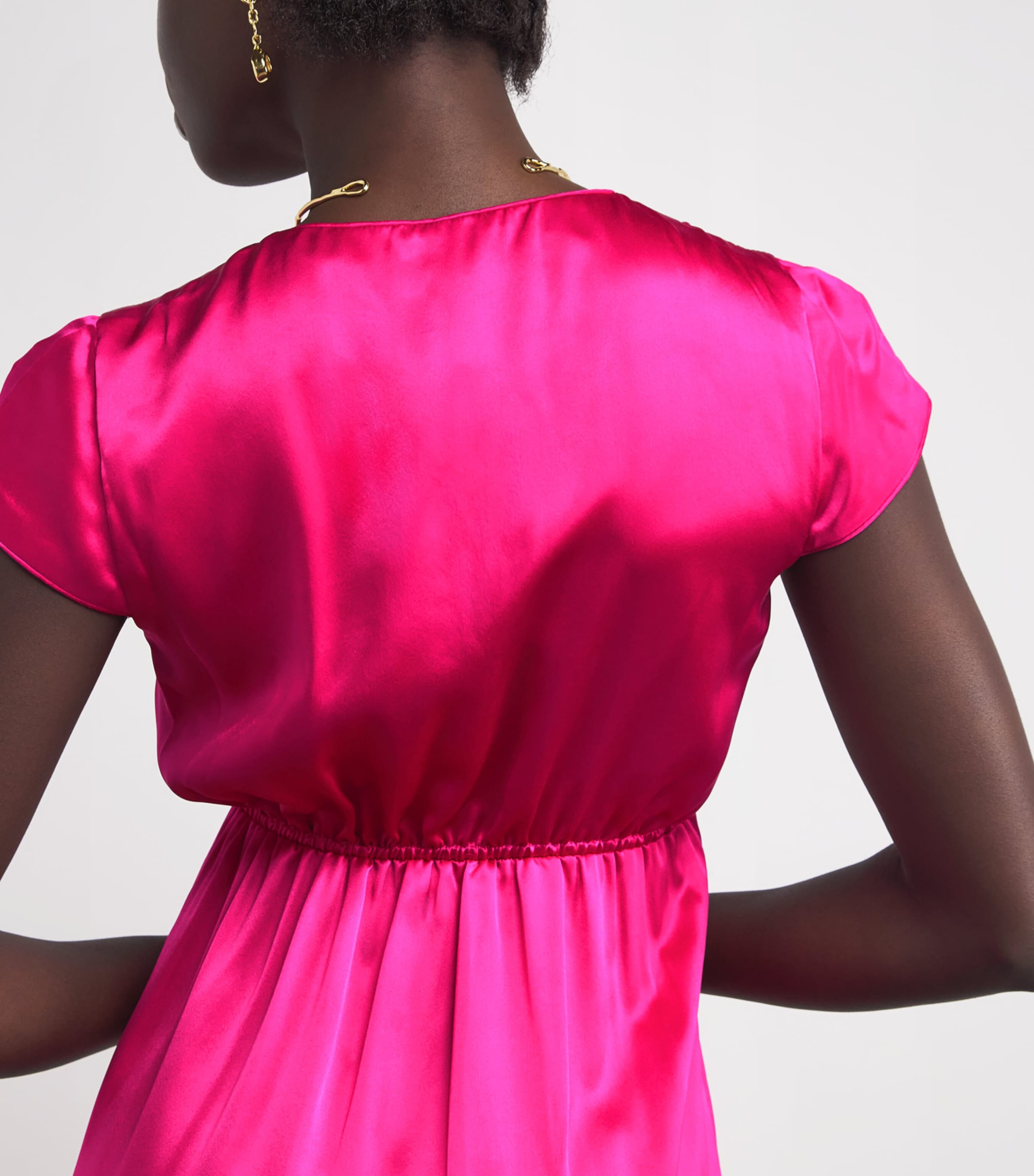 Silk V-Neck Diva Maxi Dress REGIO FUCHSIA Image 4