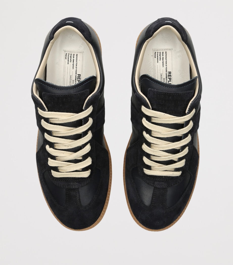 Maison Margiela Leather-Suede Replica Sneakers Navy Image 4