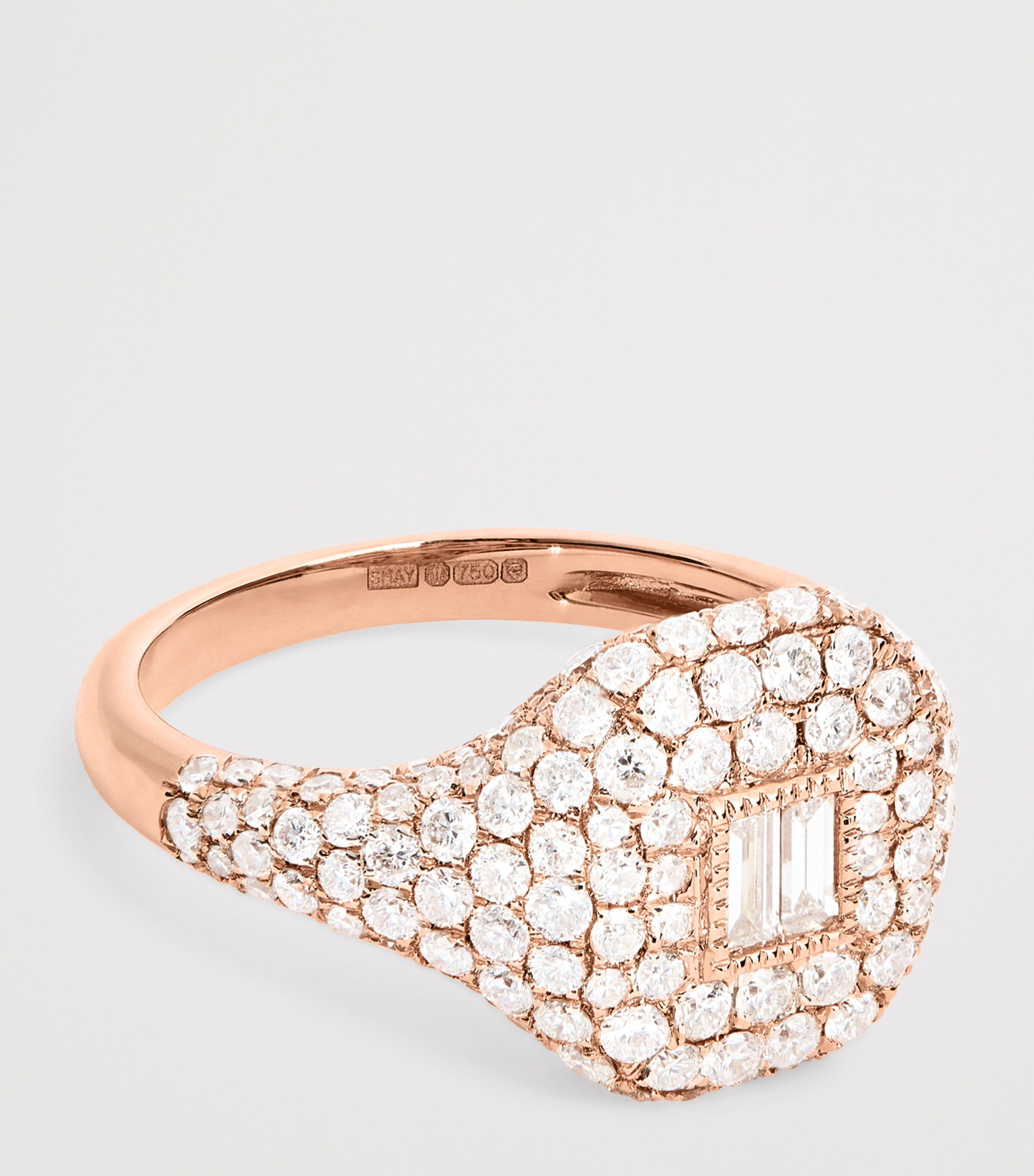 Rose Gold and Diamond New Modern Pinky Ring ROSE GOLD Image 4
