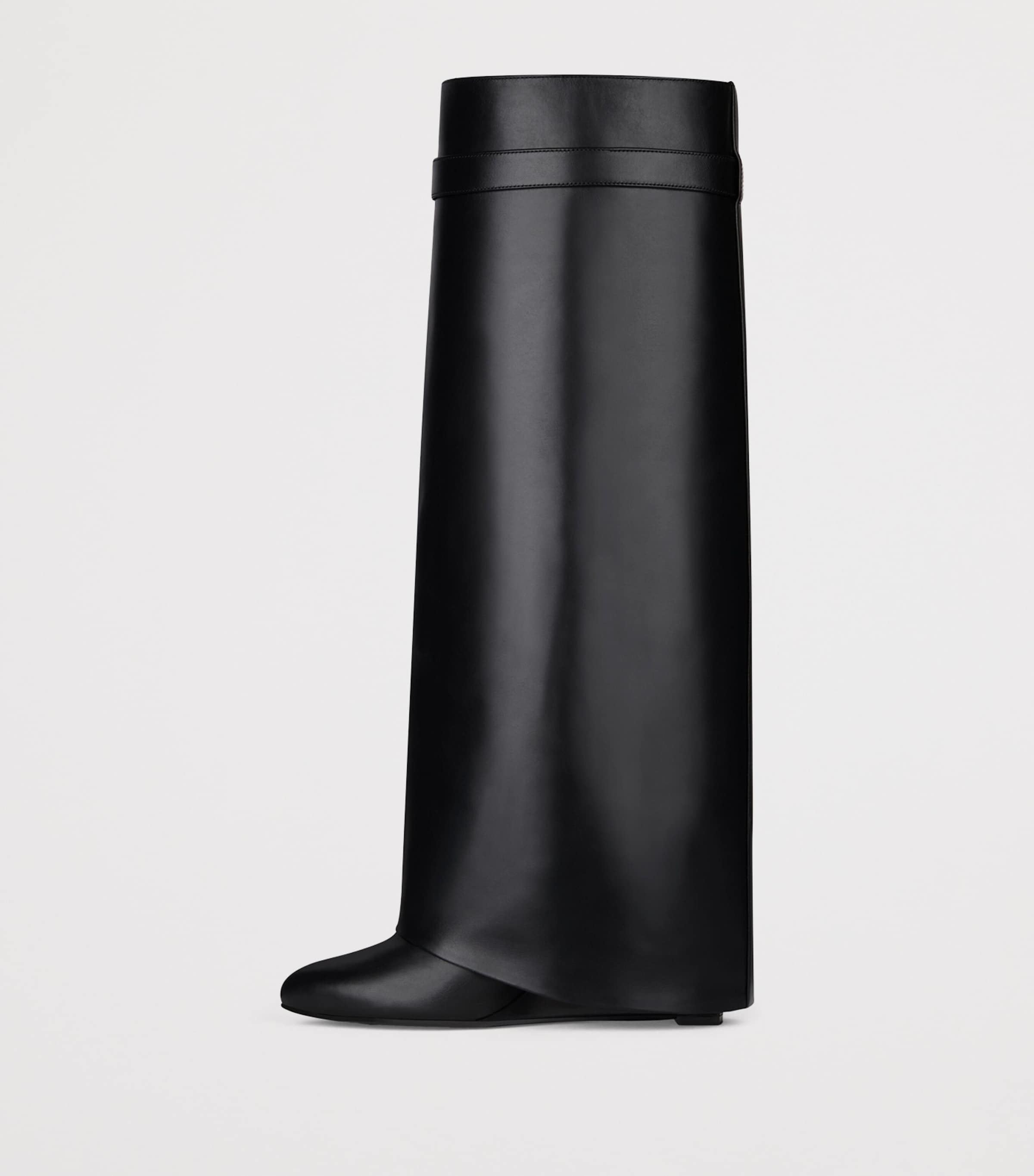 Leather Shark Lock Knee-High Boots 90 BLACK Image 4