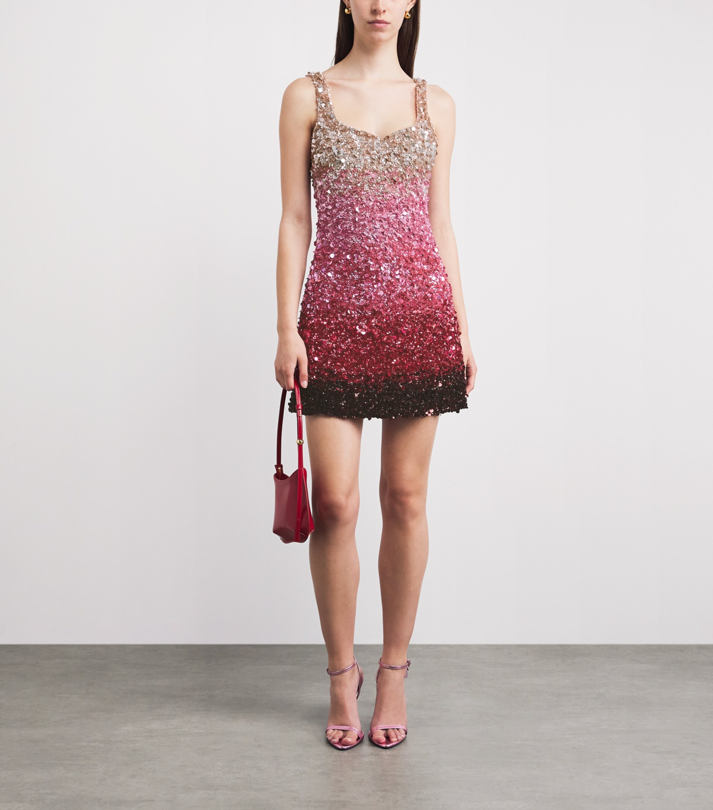 Alice+Olivia Womens Embellished Eve Mini Dress Asc Ombre Pink Image 2