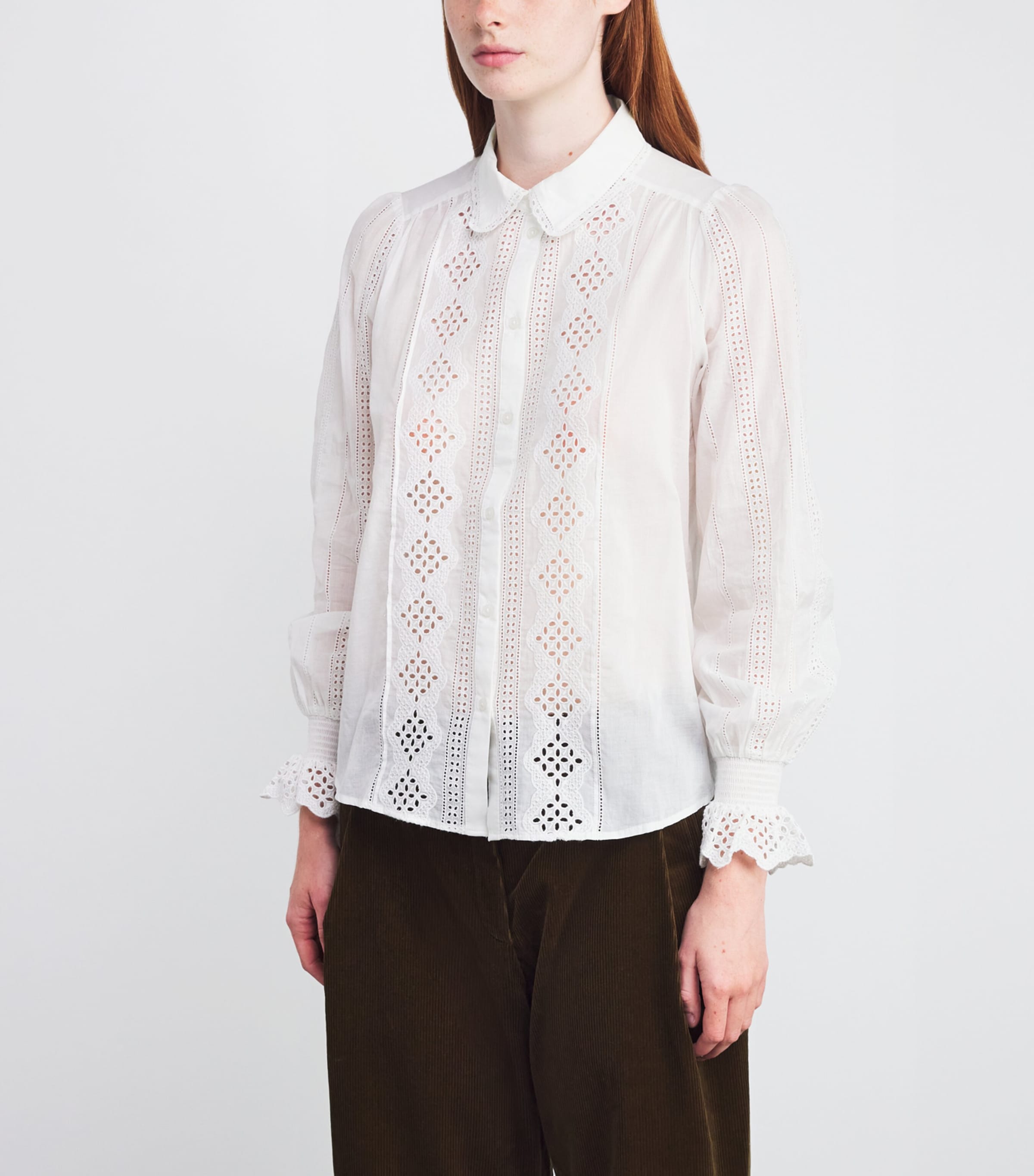 Cotton Broderie Anglaise Shirt SOFT WHITE Image 3