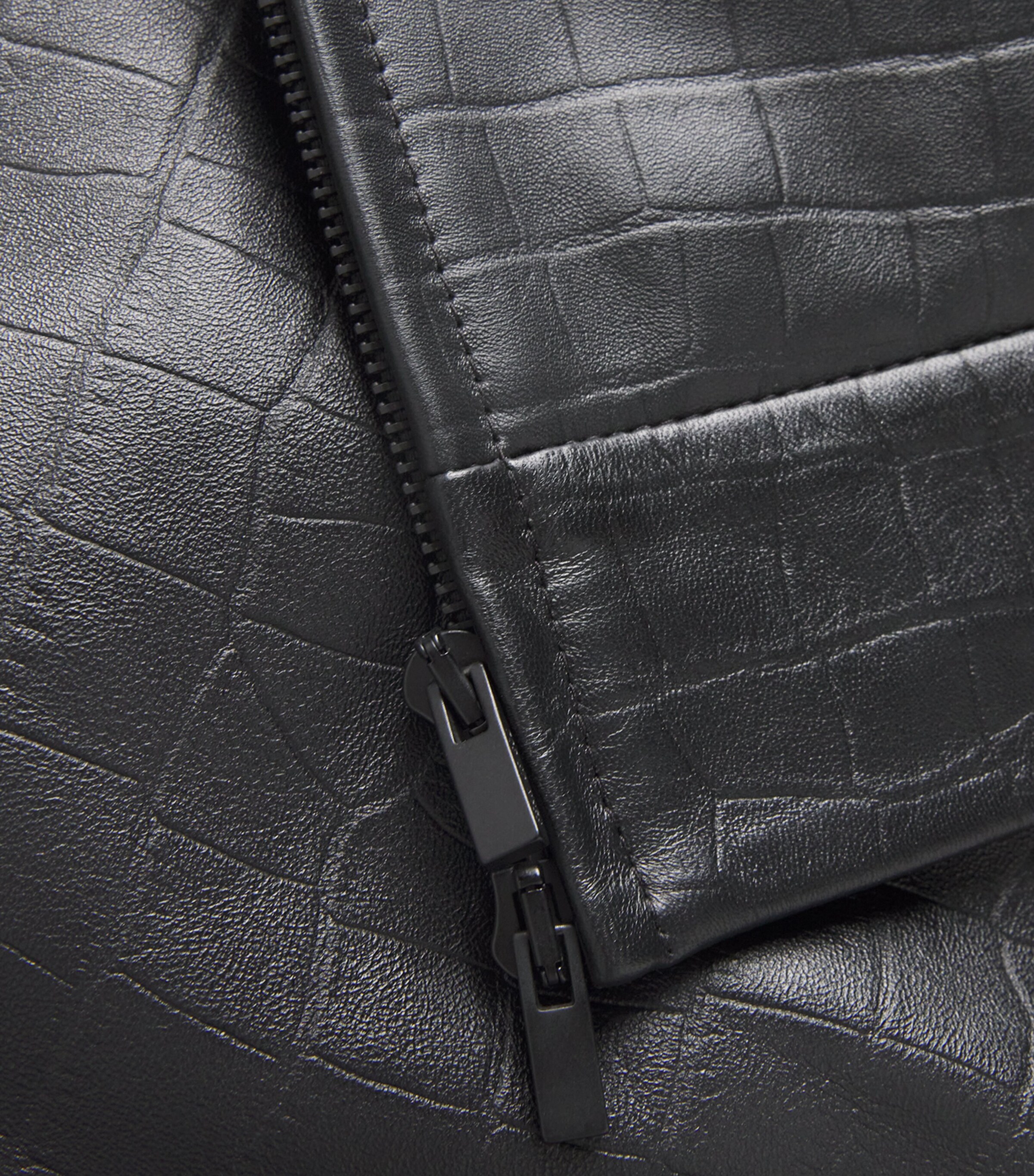 Fear Of God Mens Croc-Embossed Leather Jacket Black Image 5